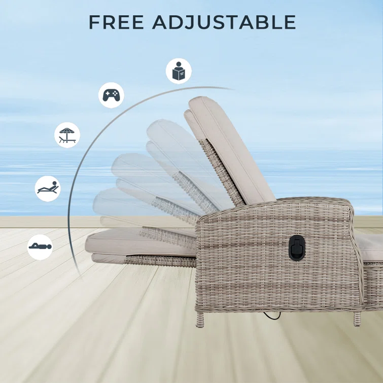 Alyeska Reclining Chaise with Sunbrella Cushions