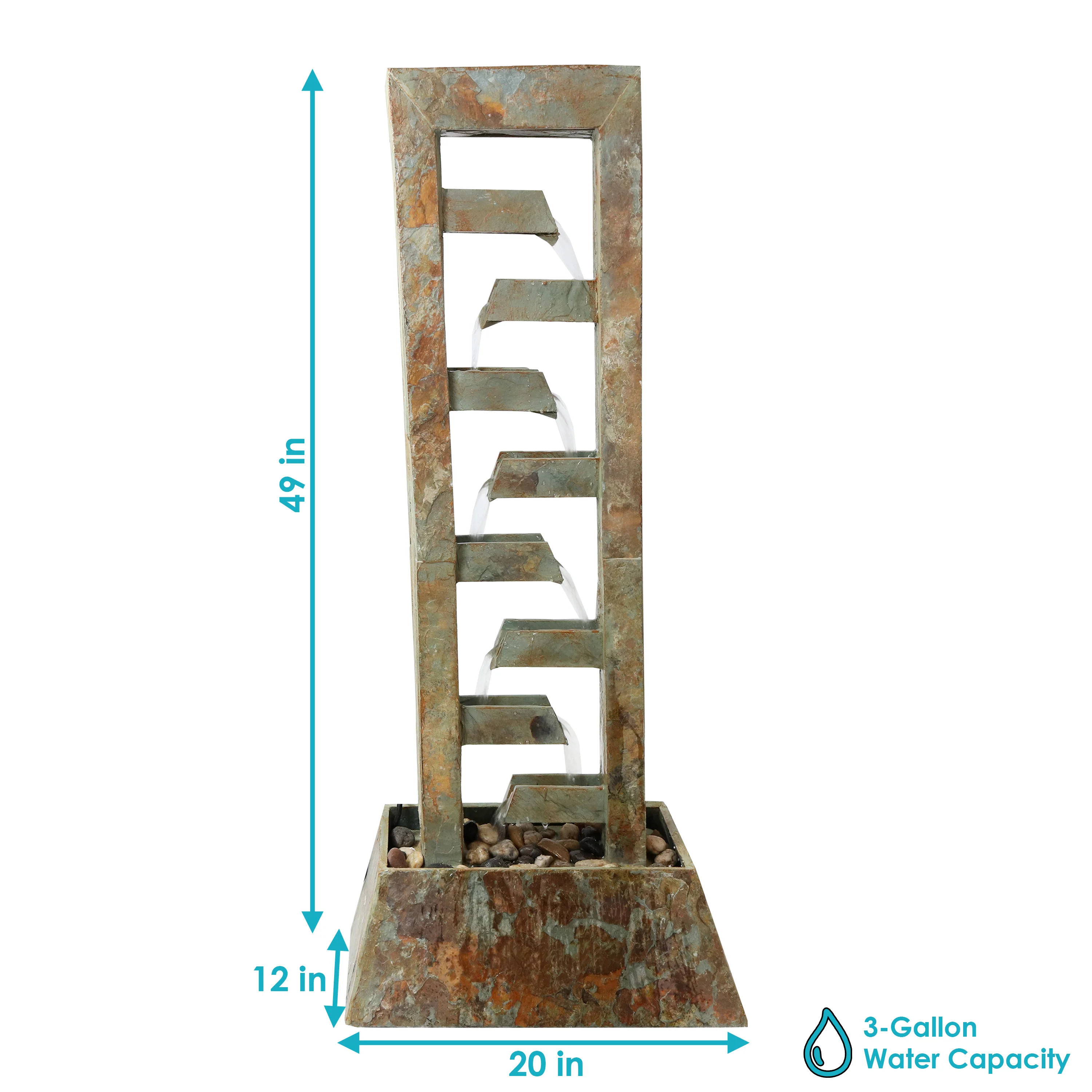 Sunnydaze Stacked Freestanding Slate Floor Fountain - 49