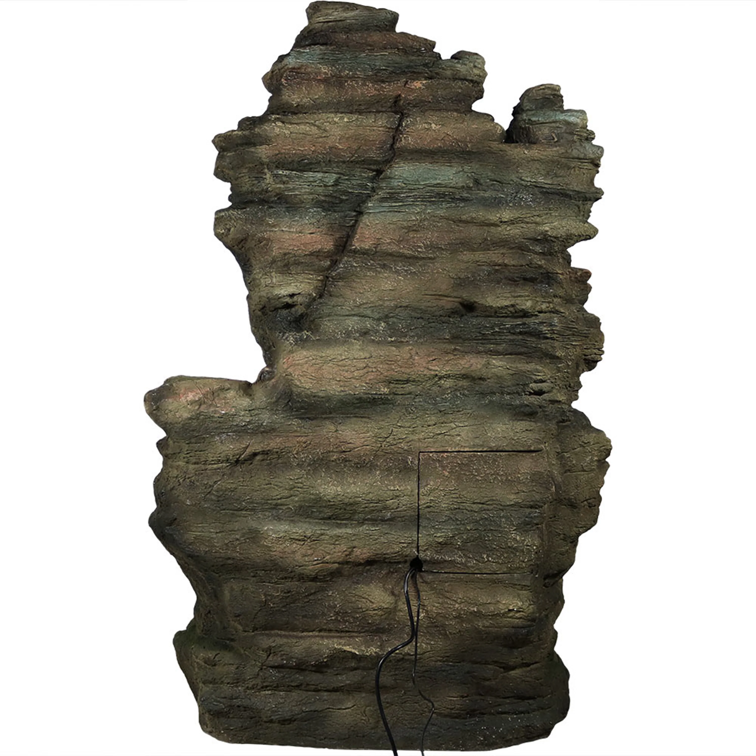 Sunnydaze Flat Rock Summit Large Outdoor Waterfall Fountain with LED Lights - 61