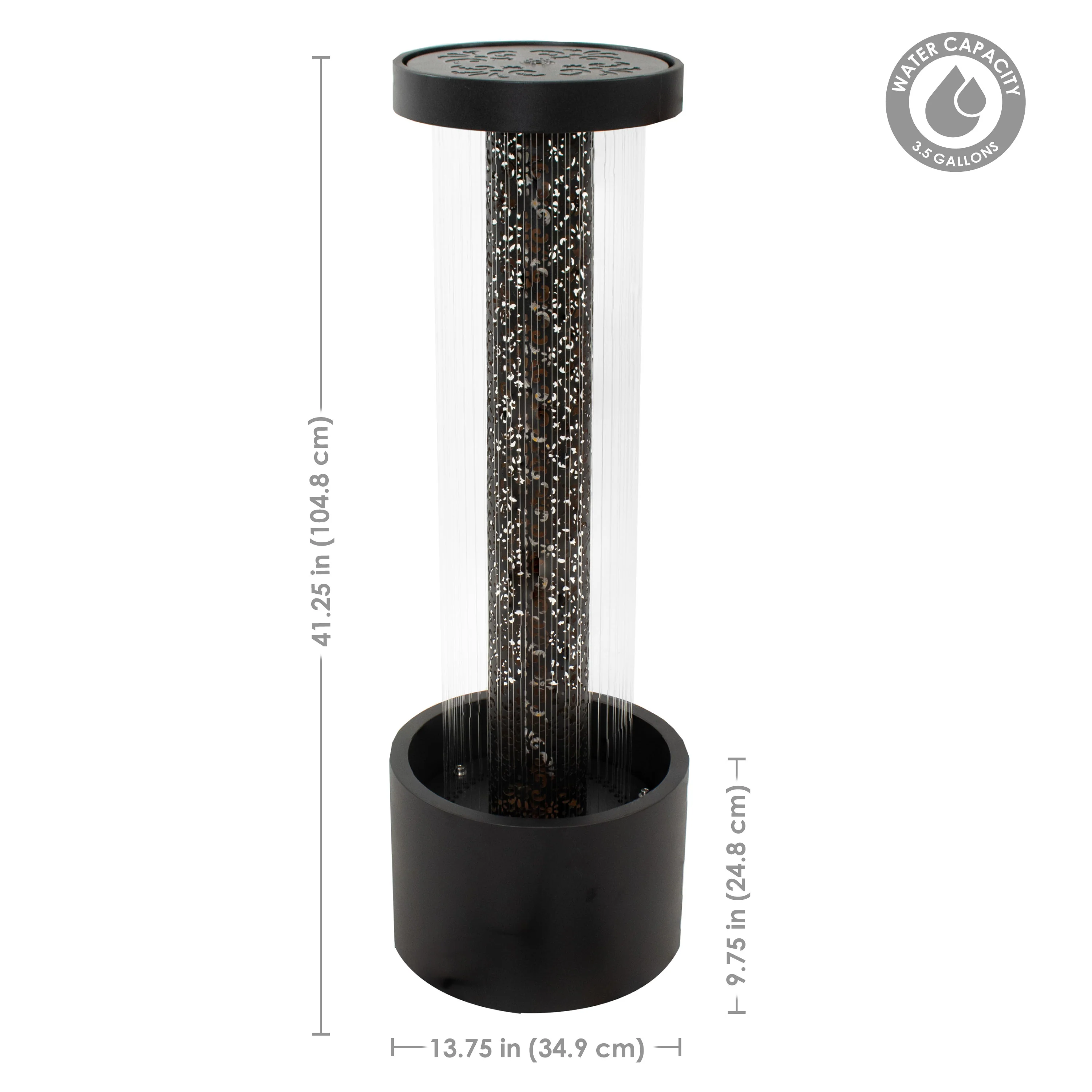 Sunnydaze Glittering Rain Outdoor Water Fountain with Lights - 41.25