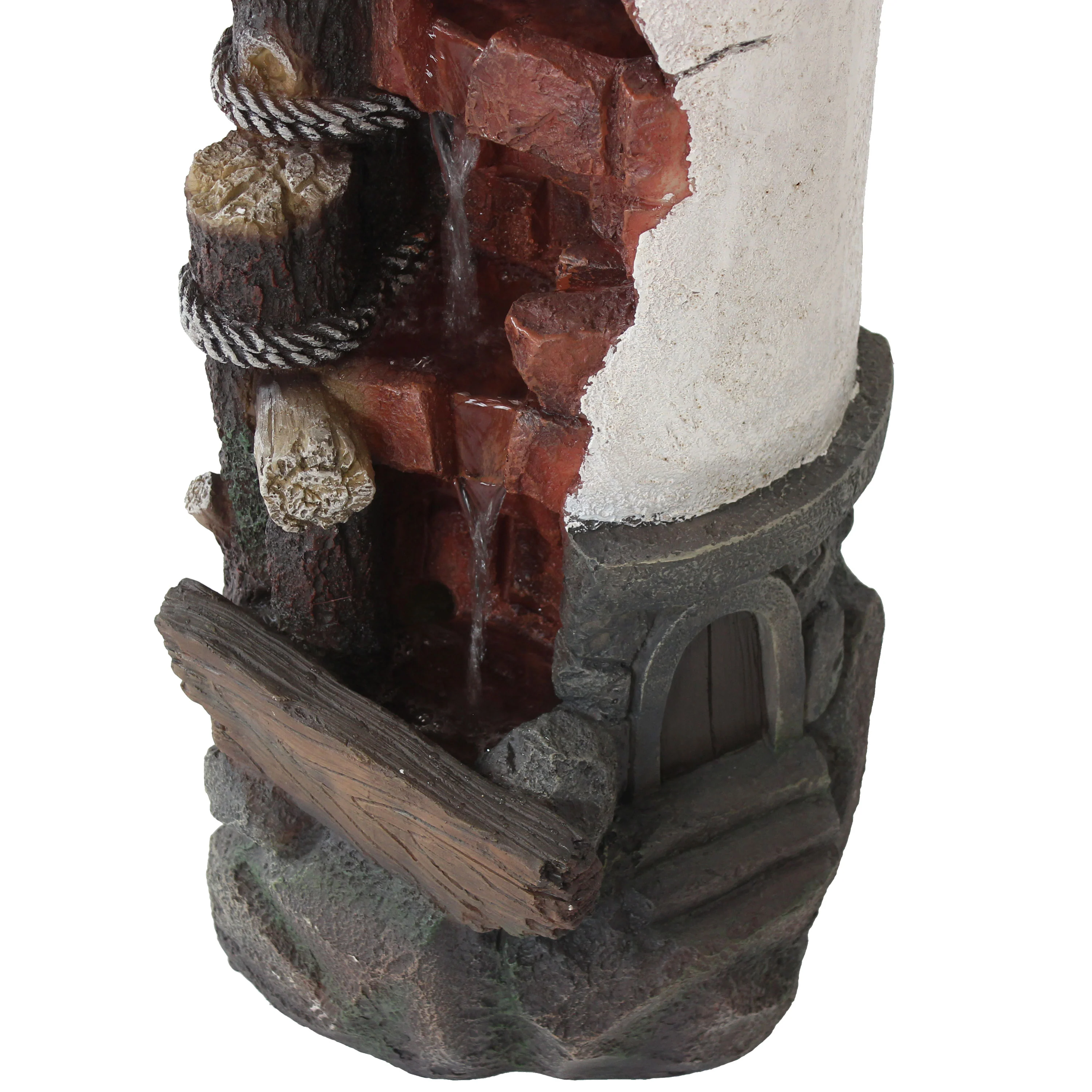 Sunnydaze Gull's Cove Outdoor Lighthouse Fountain with LED Light - 36