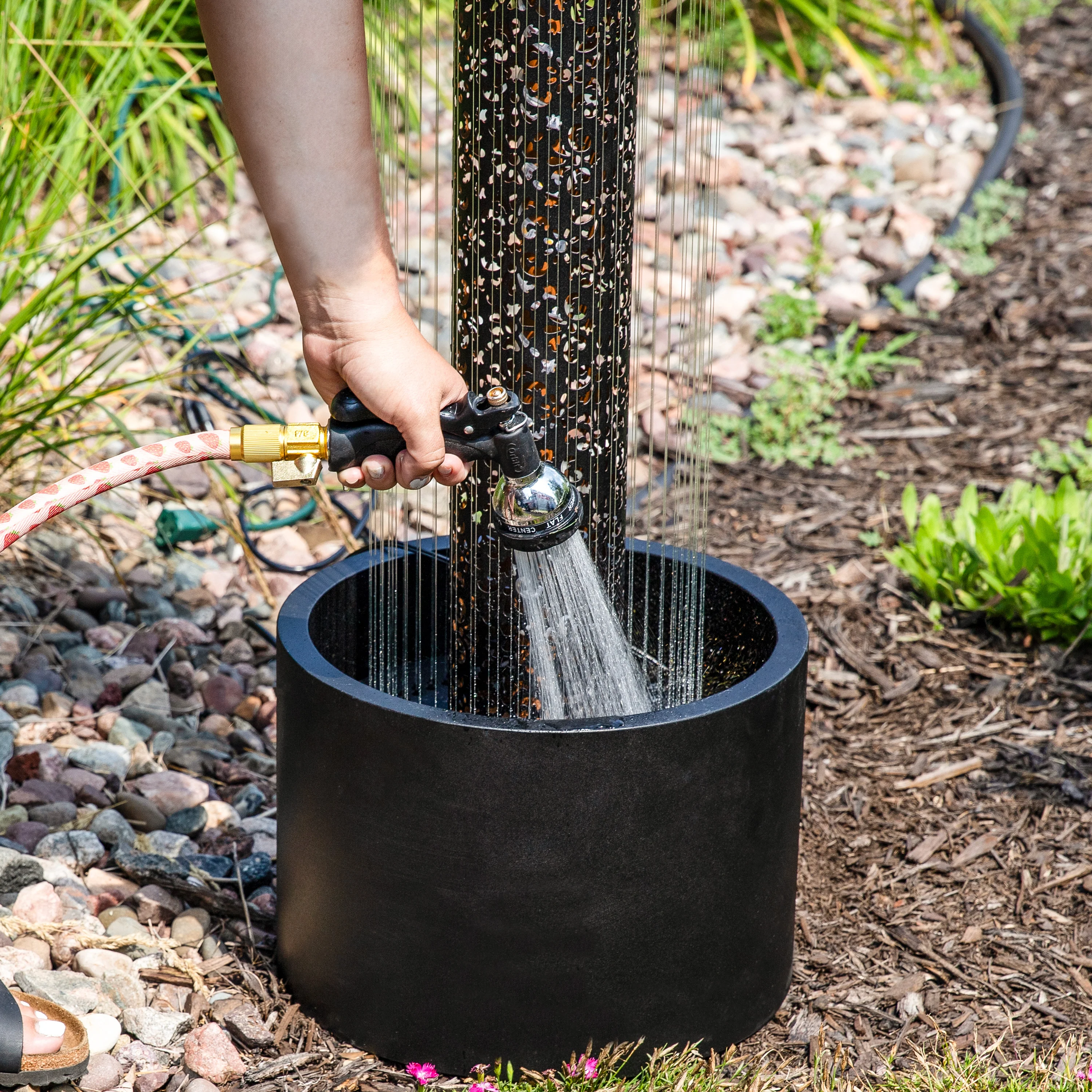 Sunnydaze Glittering Rain Outdoor Water Fountain with Lights - 41.25