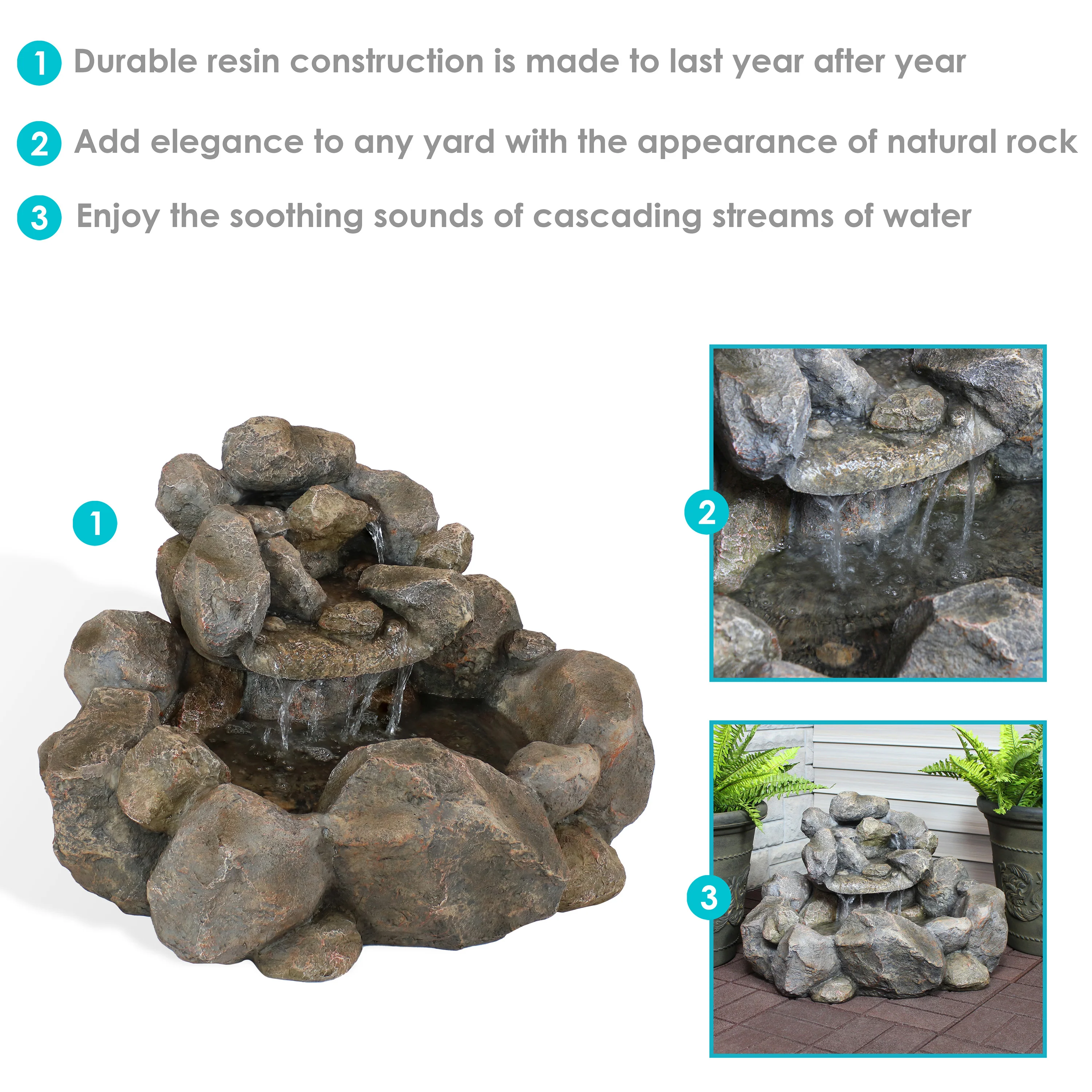 Sunnydaze Rocky Ravine Outdoor Water Fountain - 18