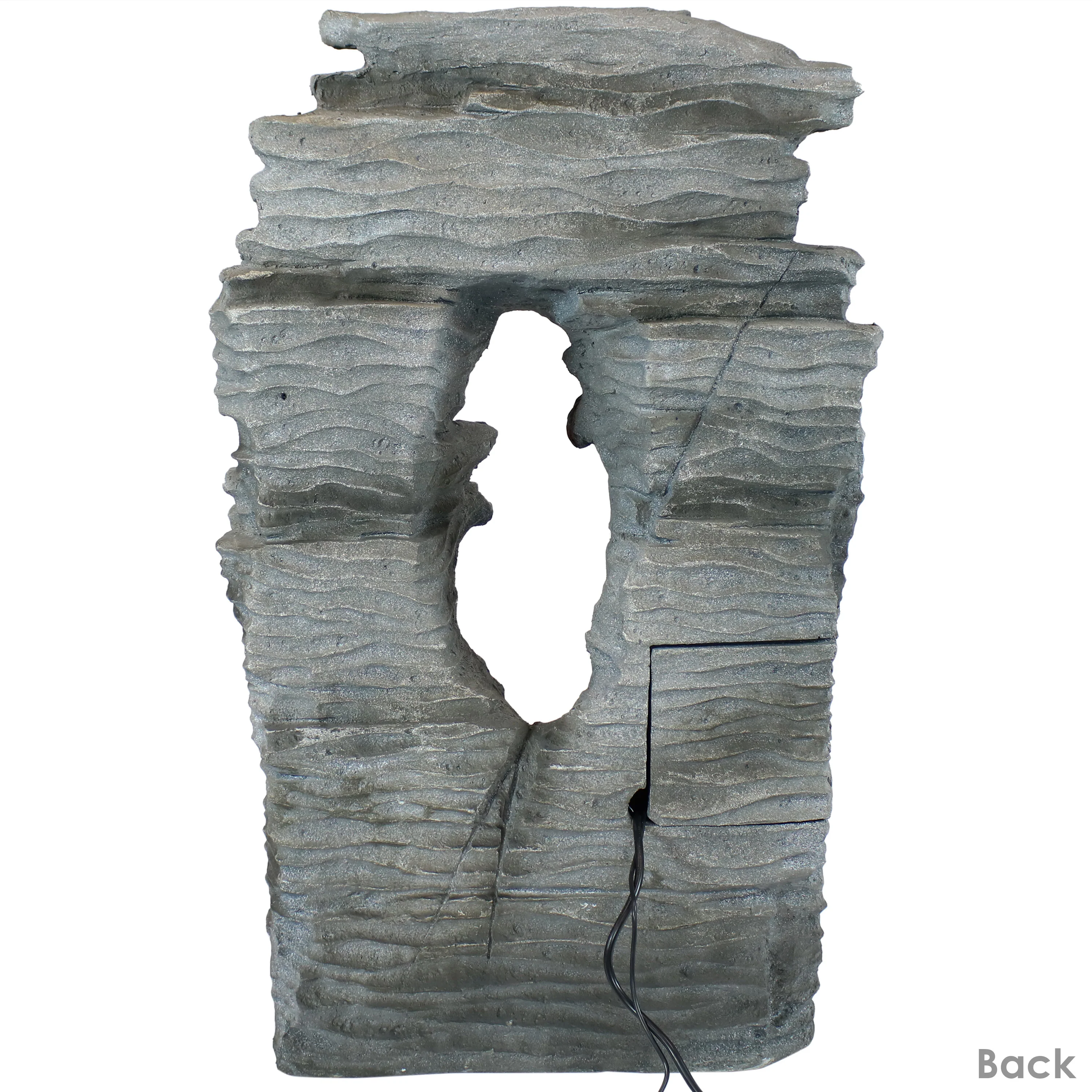 Sunnydaze Dual Cascading Rock Falls Water Fountain with LED Lights and Electric Submersible Pump - 39