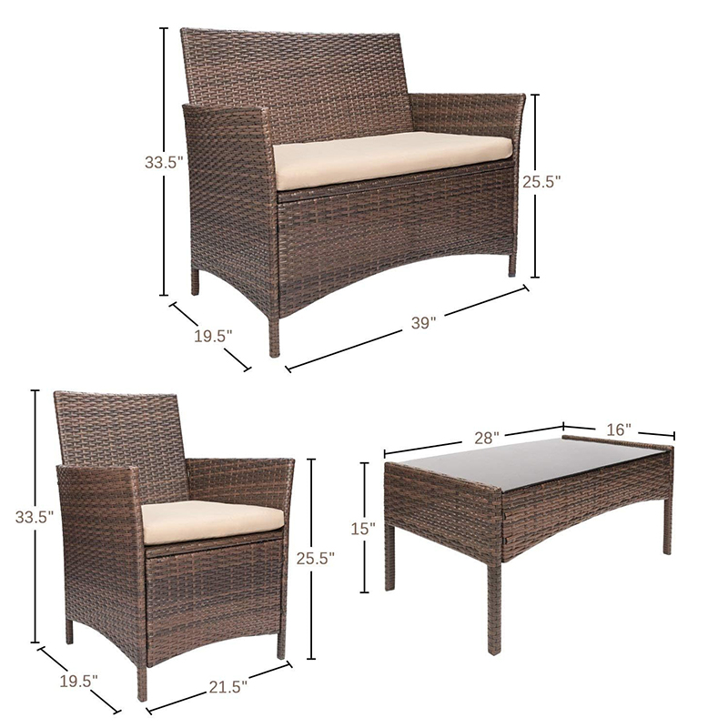 4 Pieces Outdoor Patio Furniture Set