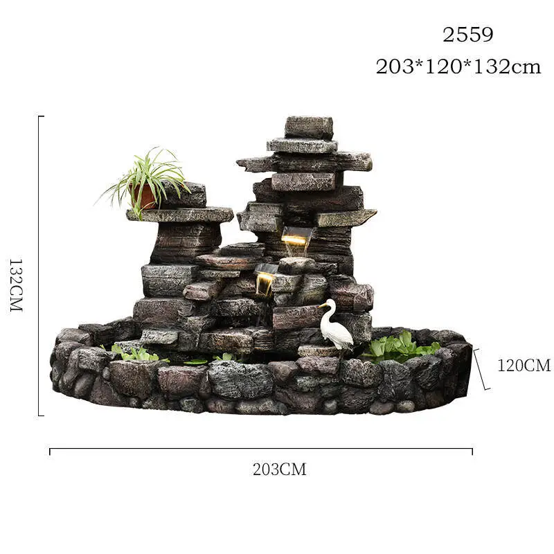 6-level outdoor waterfall fountain with 30 LED lights.