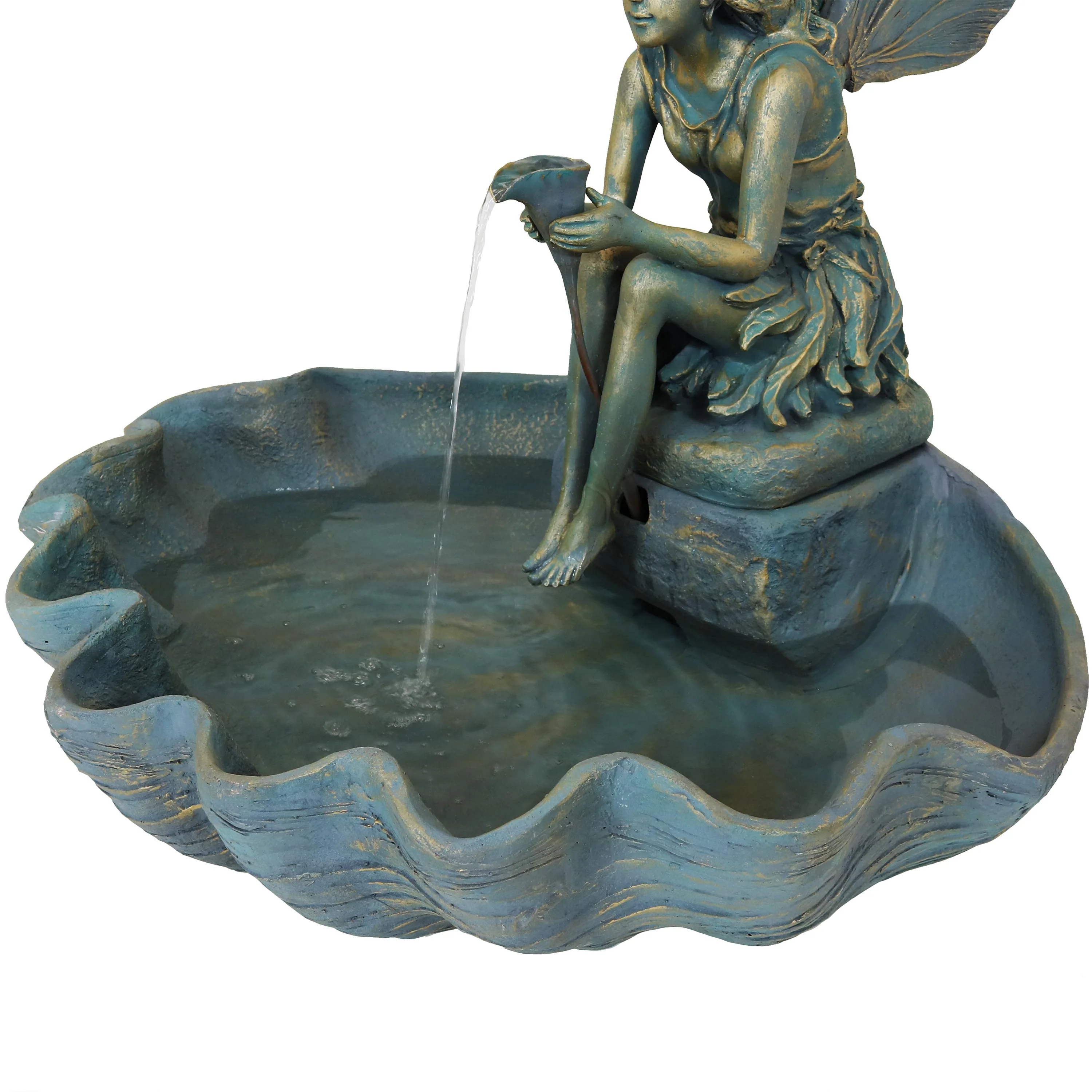 Sunnydaze Fairy Shell Outdoor Water Fountain - 30