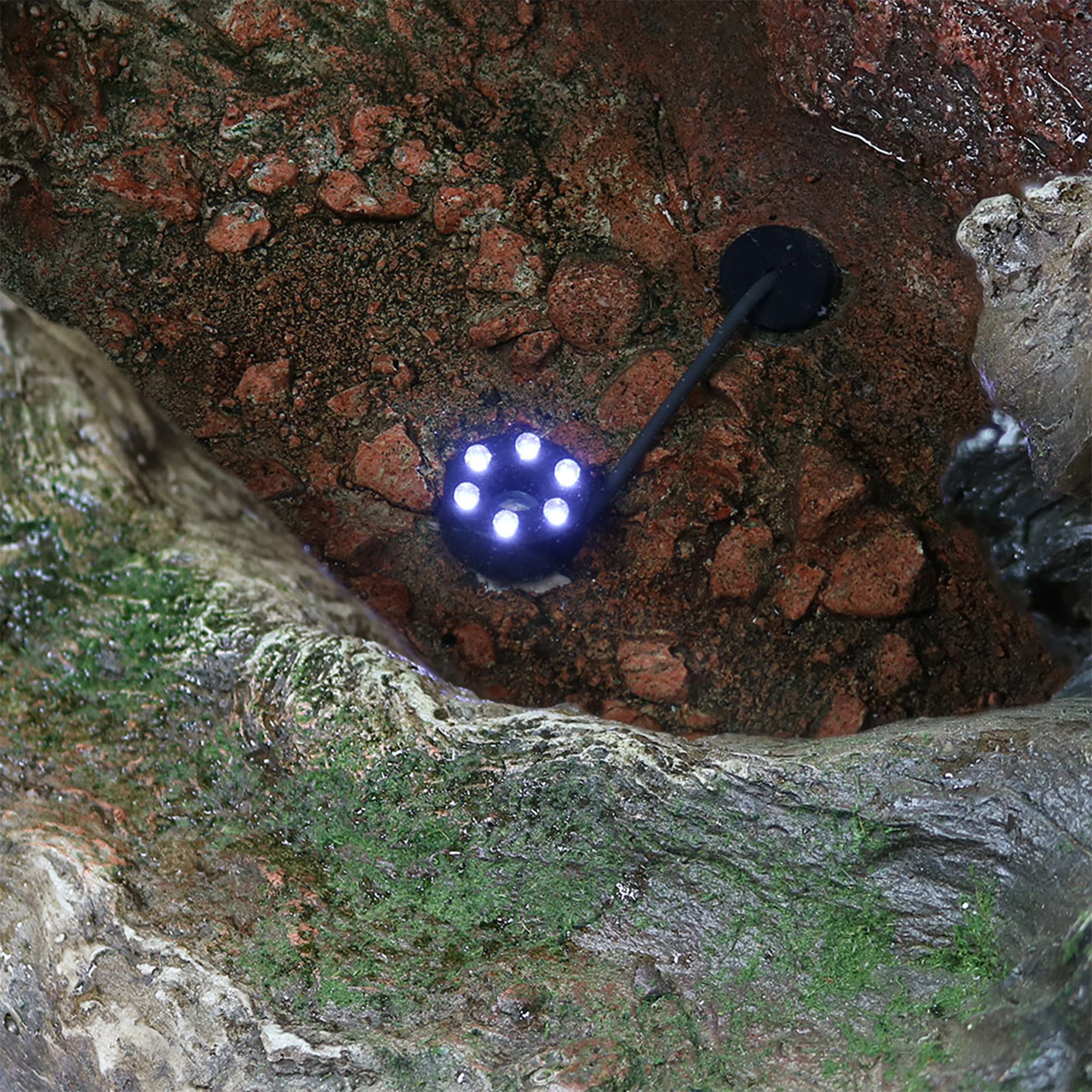 Sunnydaze Flat Rock Summit Large Outdoor Waterfall Fountain with LED Lights - 61