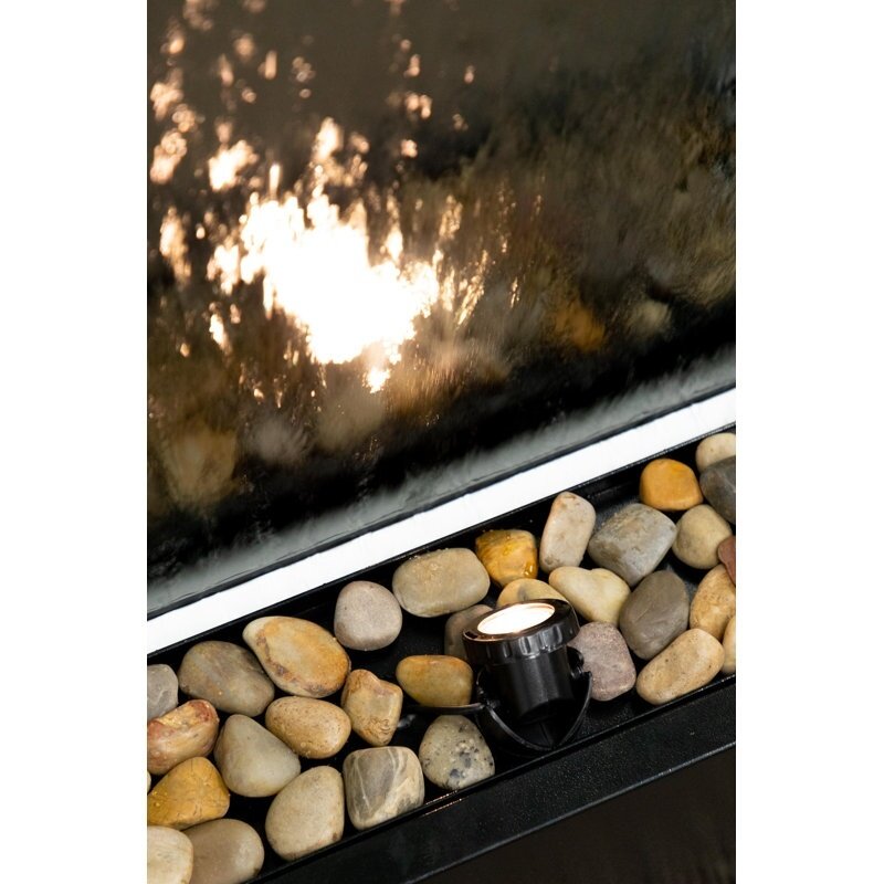 Mirror Waterfall Fountain with Stones and Lights