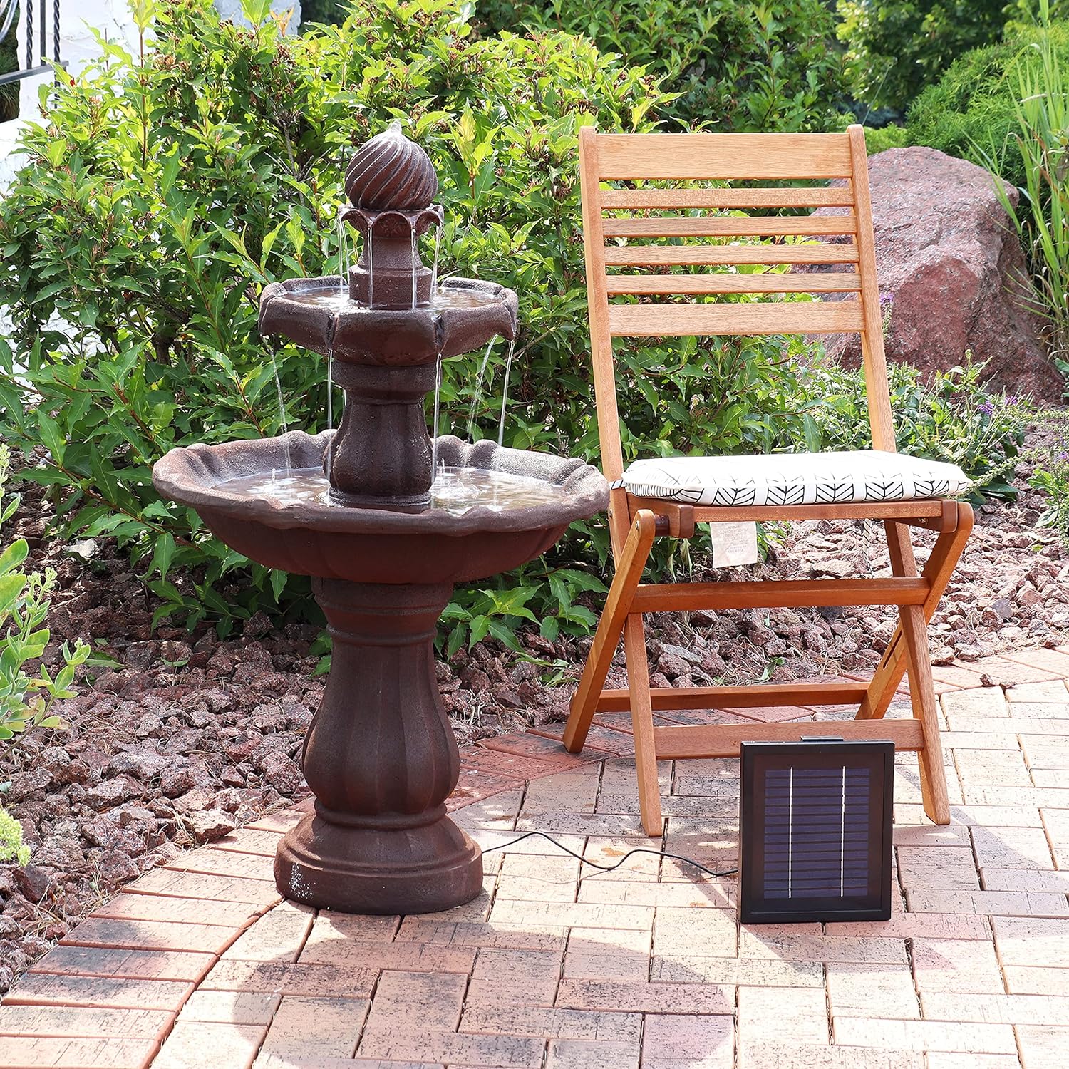 35-Inch 2-Tier Solar Water Fountain Outdoor