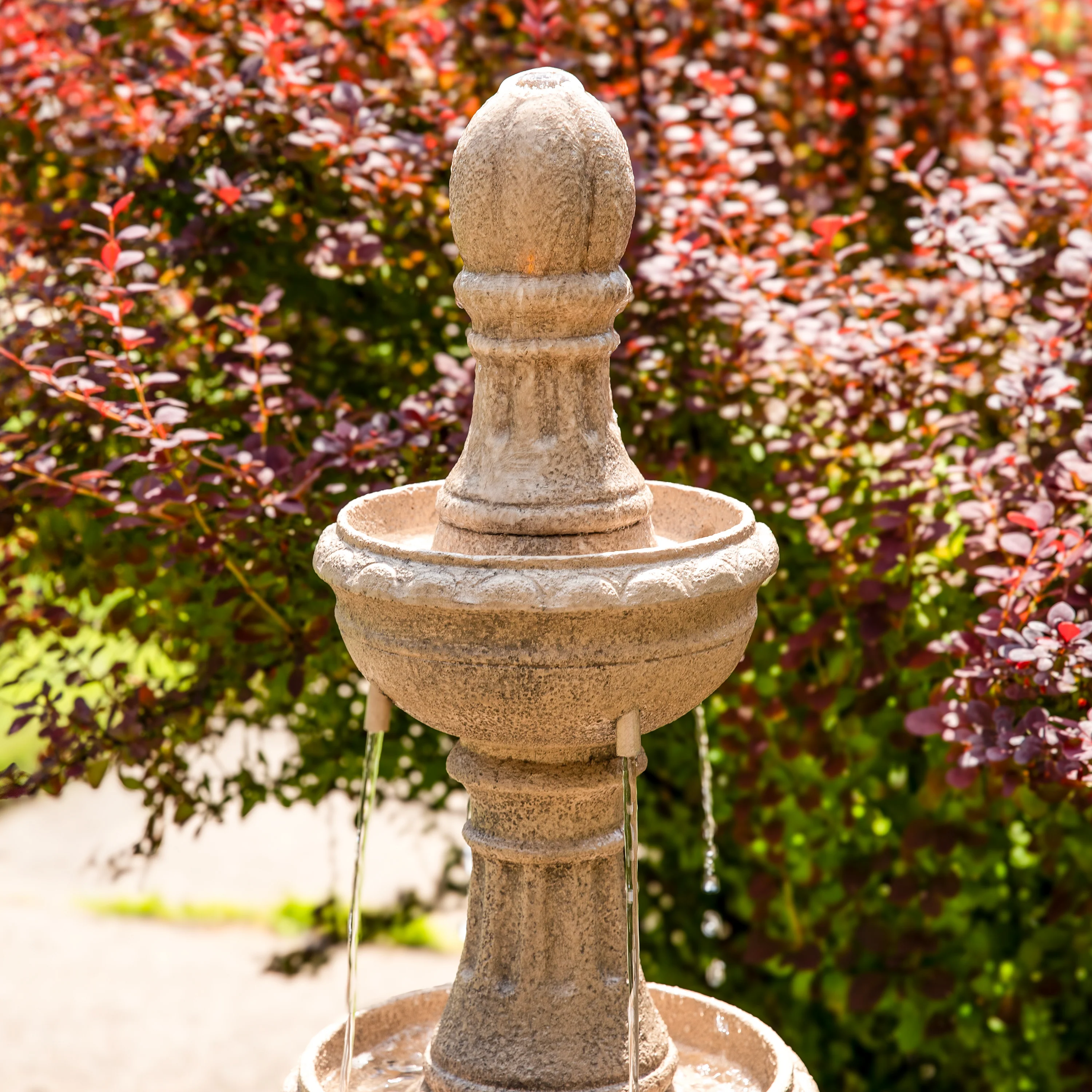 Sunnydaze Cyprus 3-Tier Polyresin Outdoor Water Fountain - 39