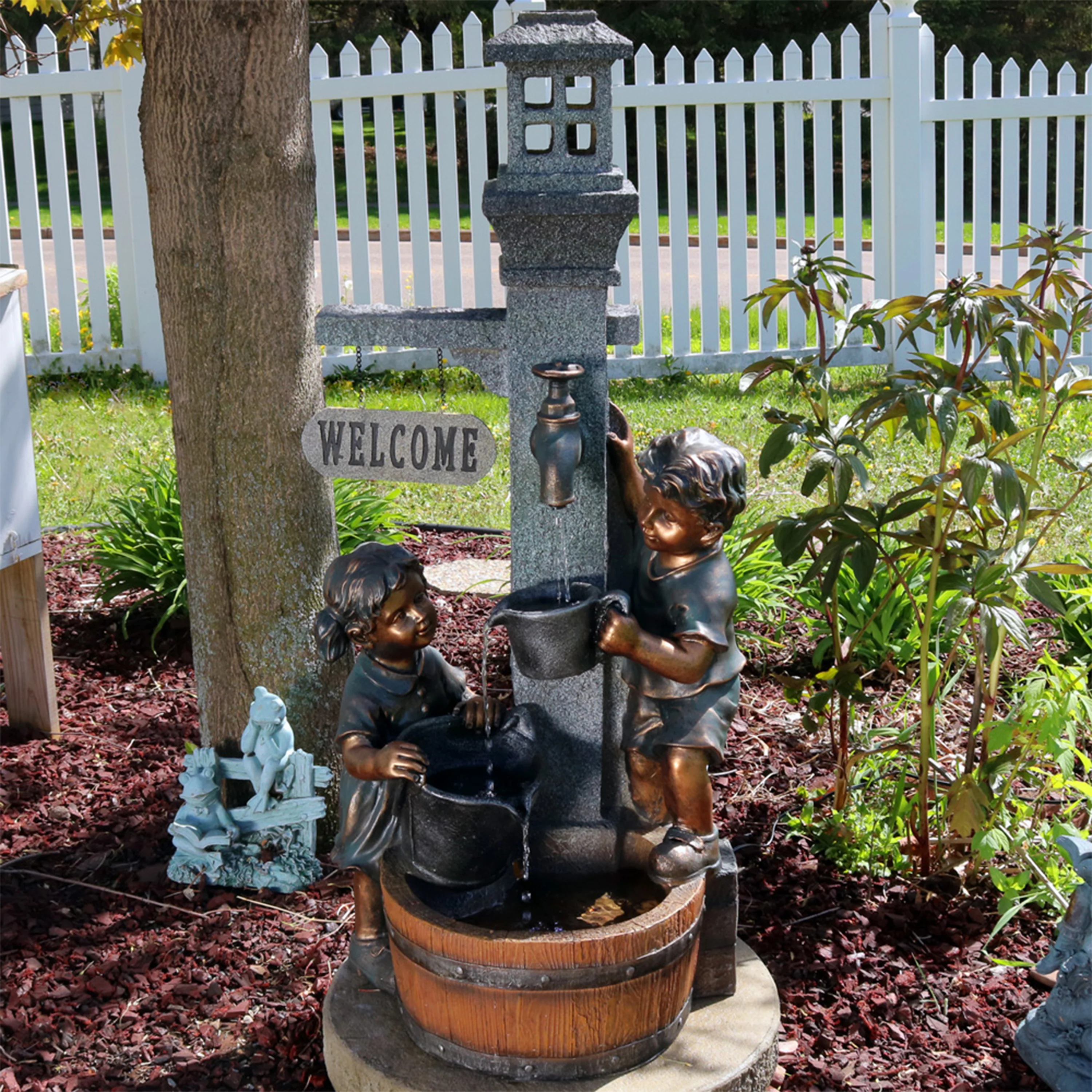 Sunnydaze Water Fountain Statue with Children Playing at Faucet - 40