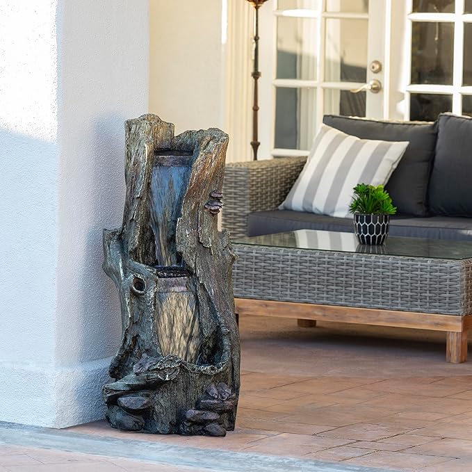 51″ Tall Outdoor 6-TierRainforest Waterfall Fountain with 30 LED Lights