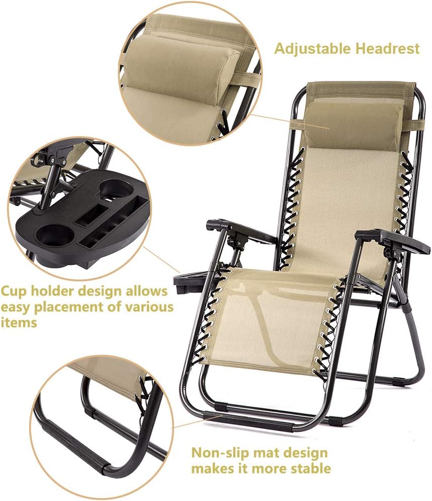 Zero Gravity Lounger Pillow with Cup Holder