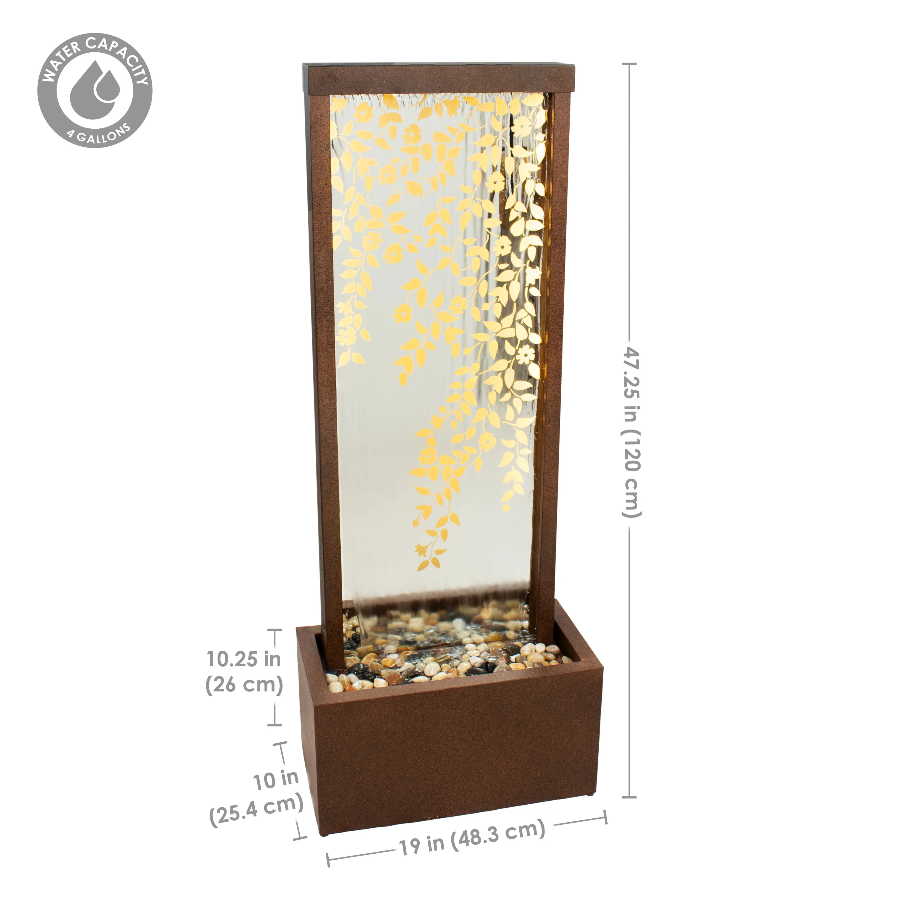 Sunnydaze Wisteria Vines Outdoor Water Fountain with Lights - 47.25