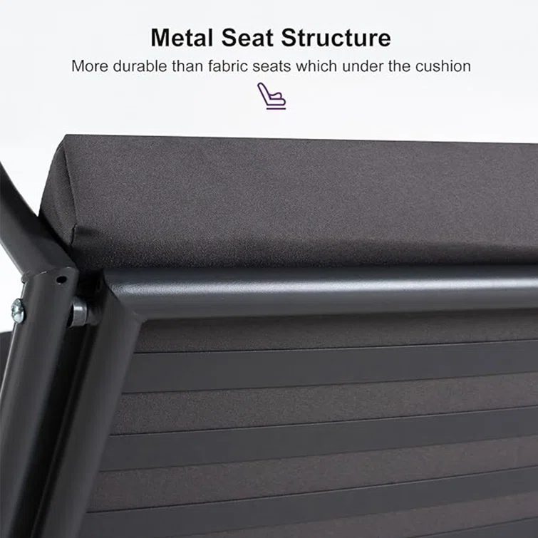 Purple Leaf Porch Swing with Adjustable Tilt Canopy and Cushions and Pillow Included