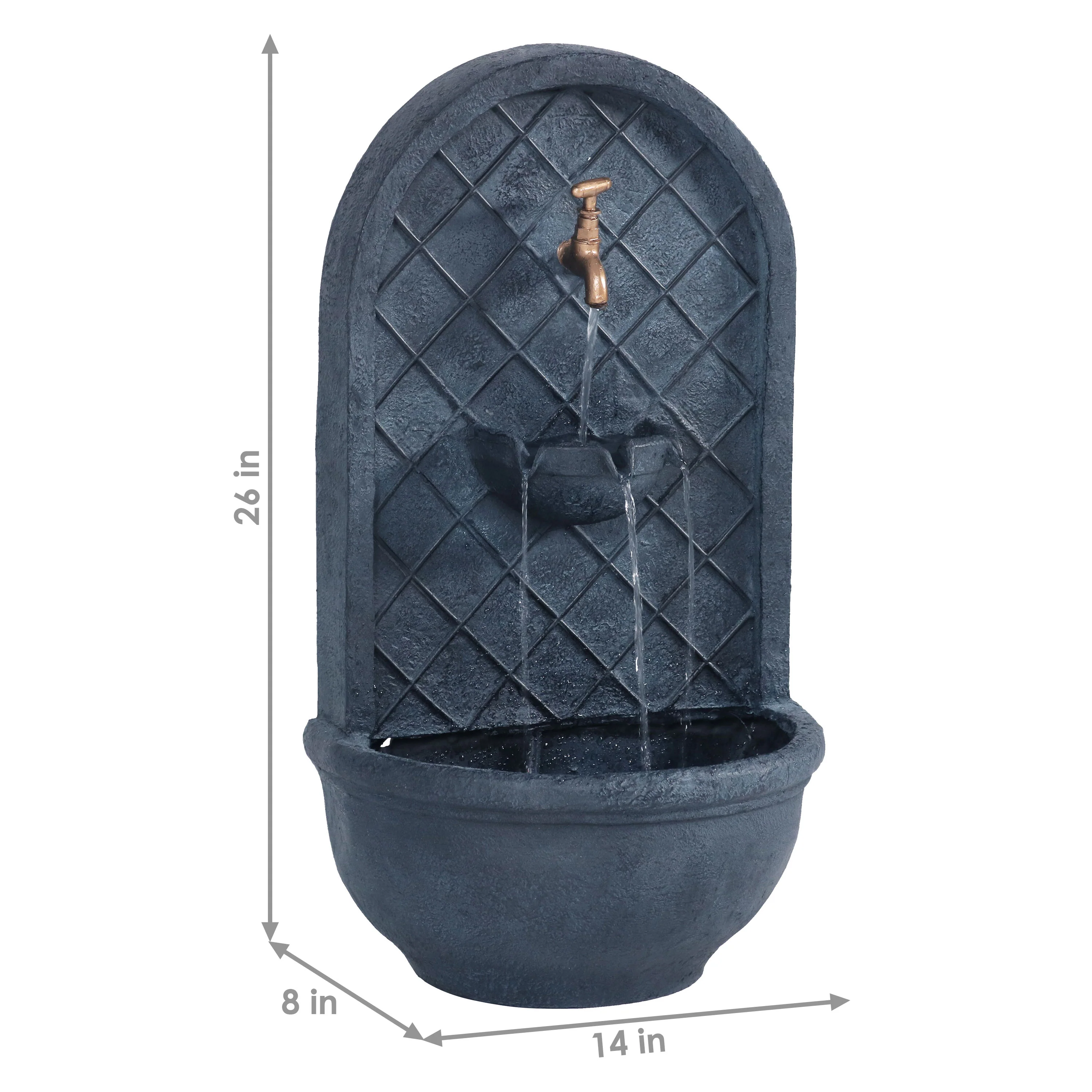 Sunnydaze Messina Solar Wall Fountain with Battery Backup - 26