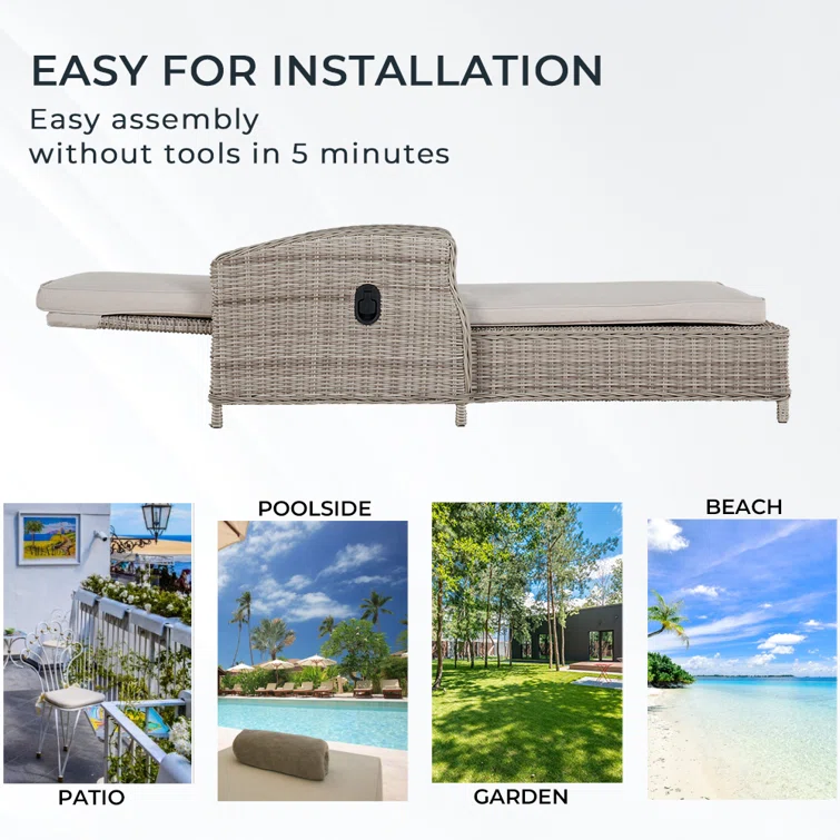 Alyeska Reclining Chaise with Sunbrella Cushions