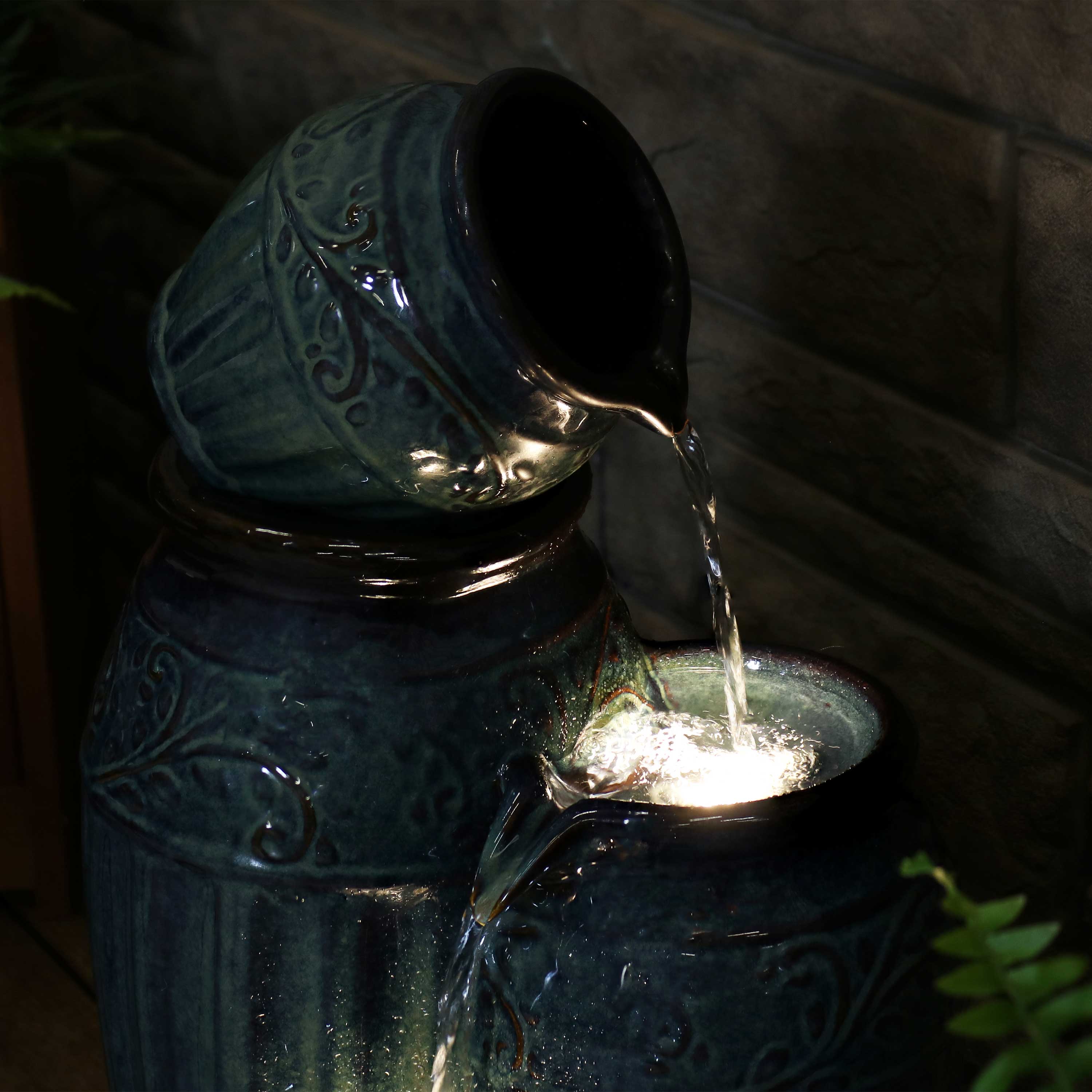 Sunnydaze Tour de Vase Ceramic Outdoor Water Fountain - 27