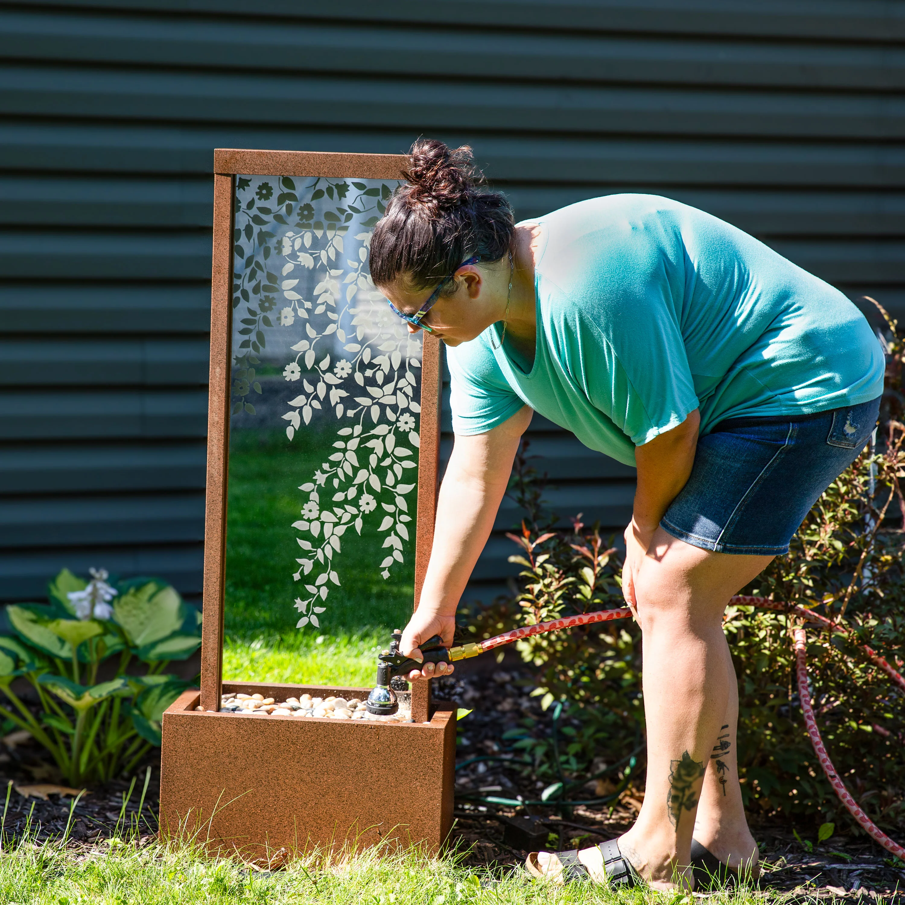 Sunnydaze Wisteria Vines Outdoor Water Fountain with Lights - 47.25