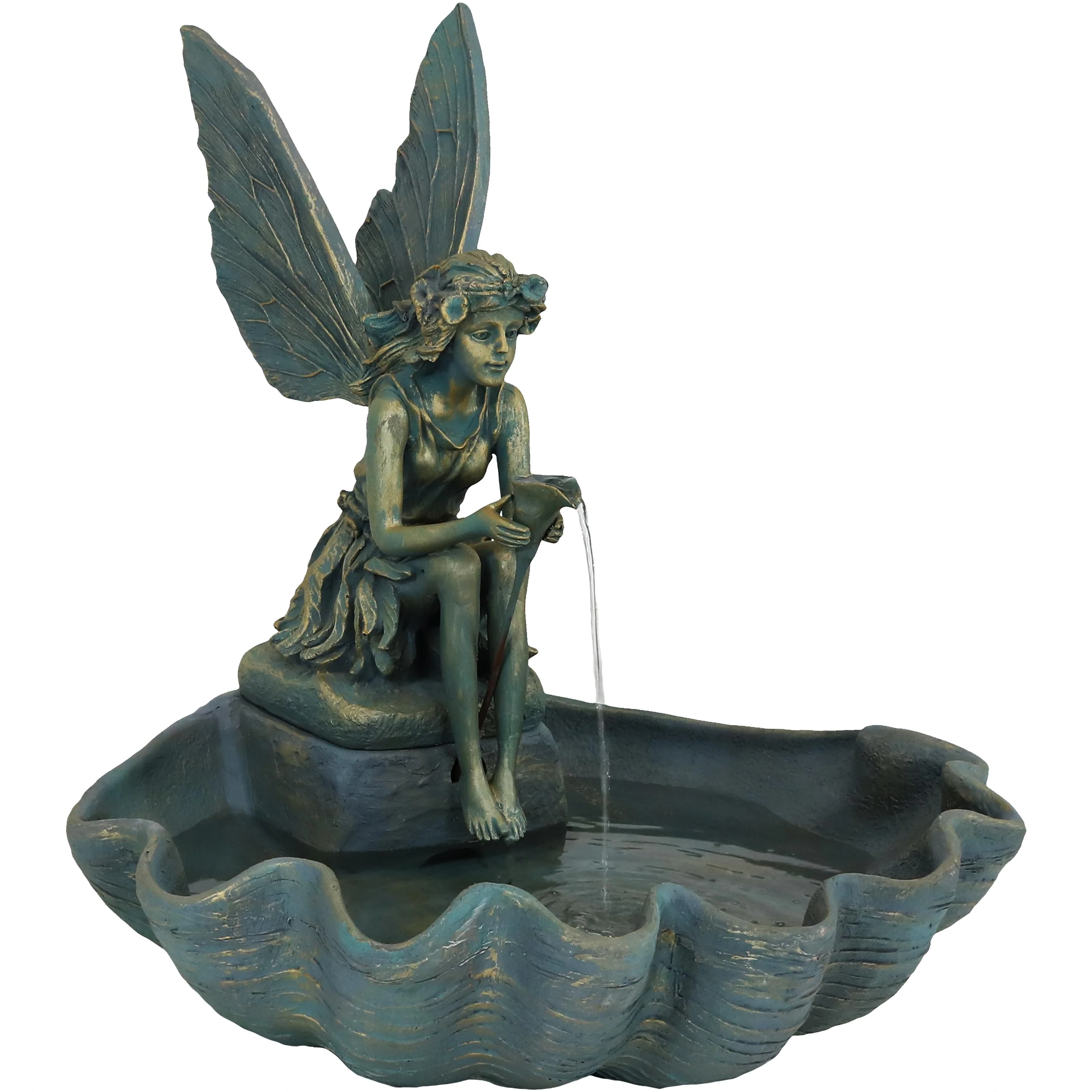 Sunnydaze Fairy Shell Outdoor Water Fountain - 30
