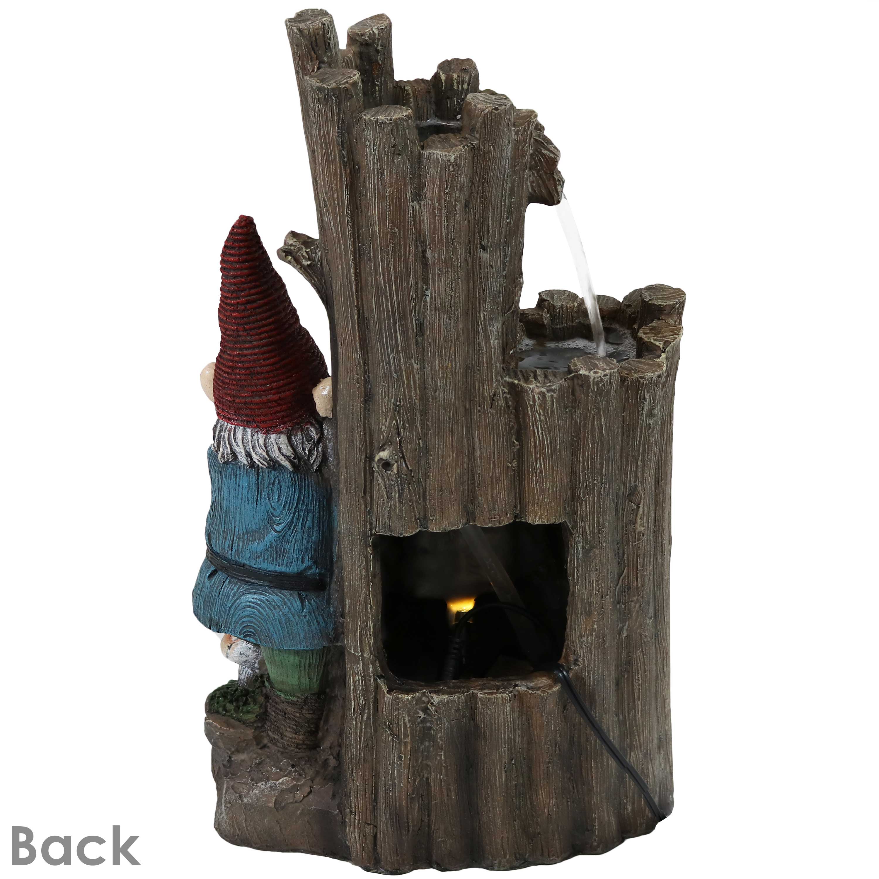 Sunnydaze Resting Gnome Outdoor Water Fountain with LED Light - 17