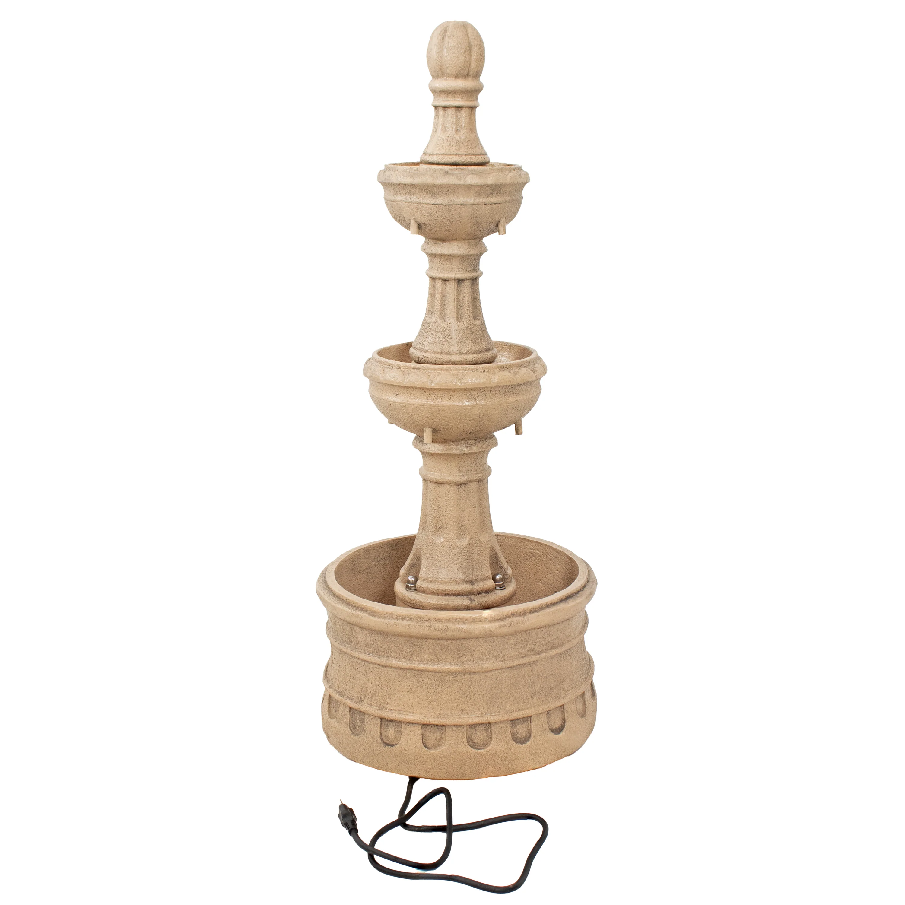 Sunnydaze Cyprus 3-Tier Polyresin Outdoor Water Fountain - 39