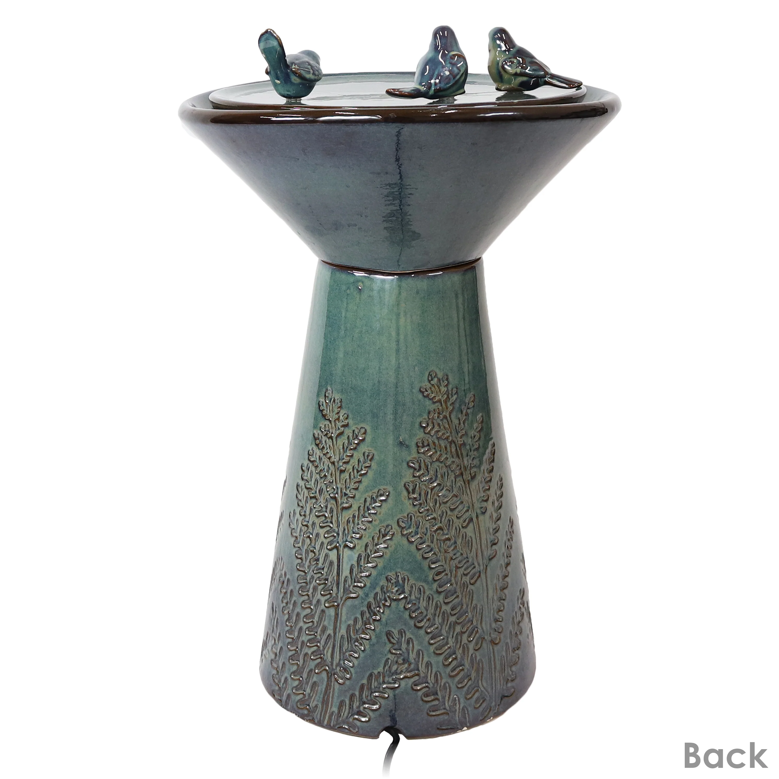 Sunnydaze Gathering Birds Ceramic Outdoor Fountain with LED Lights - 28.25