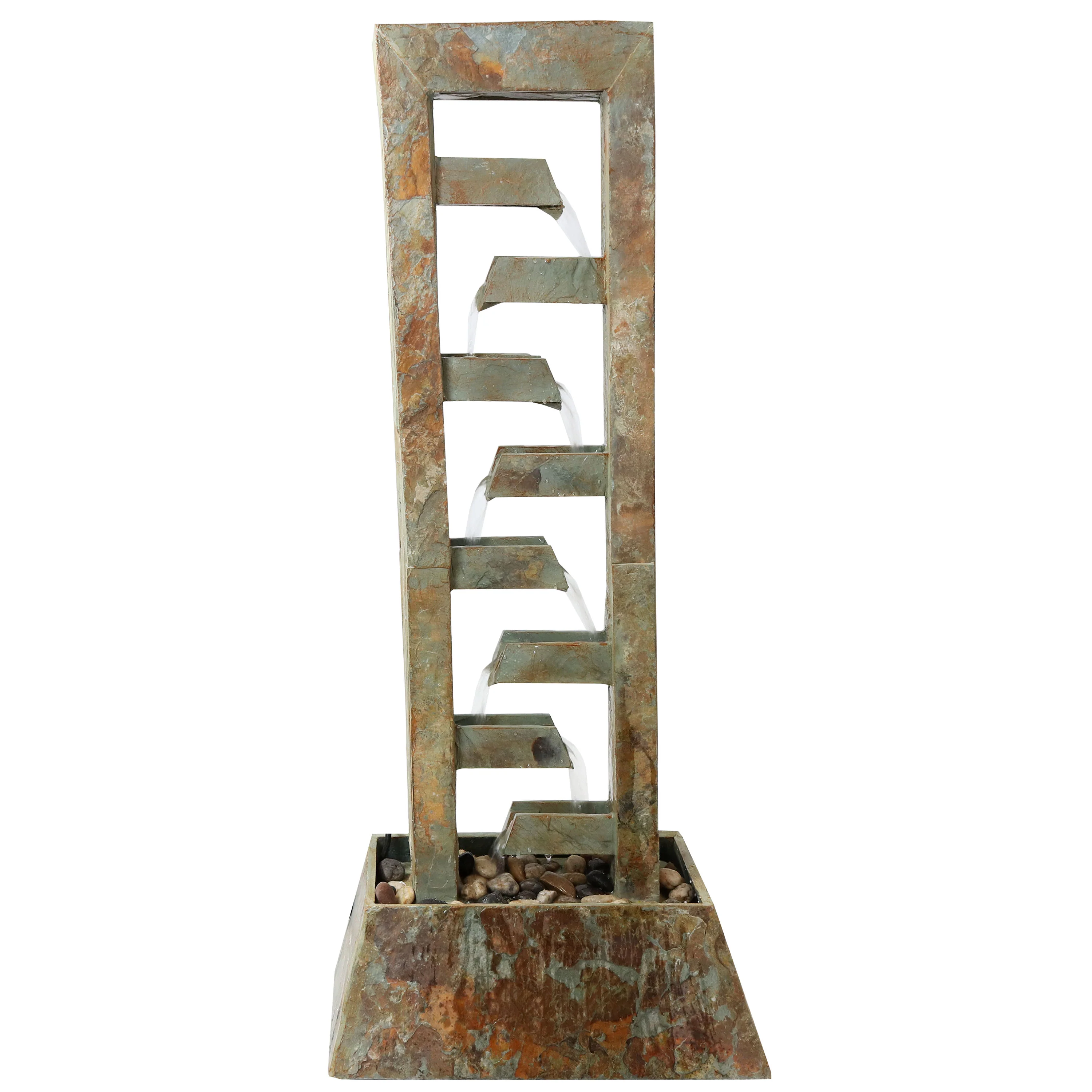 Sunnydaze Stacked Freestanding Slate Floor Fountain - 49