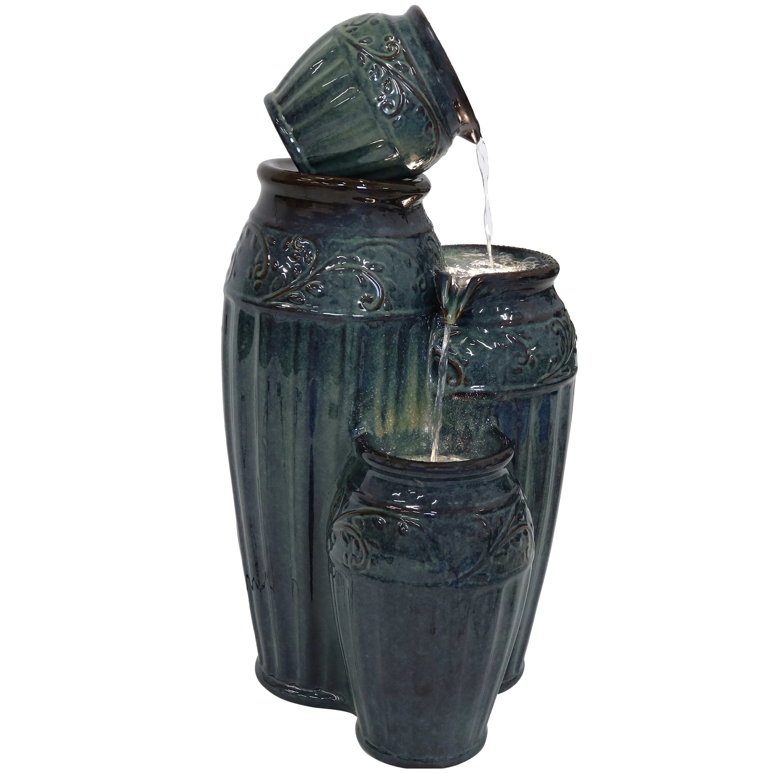 Sunnydaze Tour de Vase Ceramic Outdoor Water Fountain - 27
