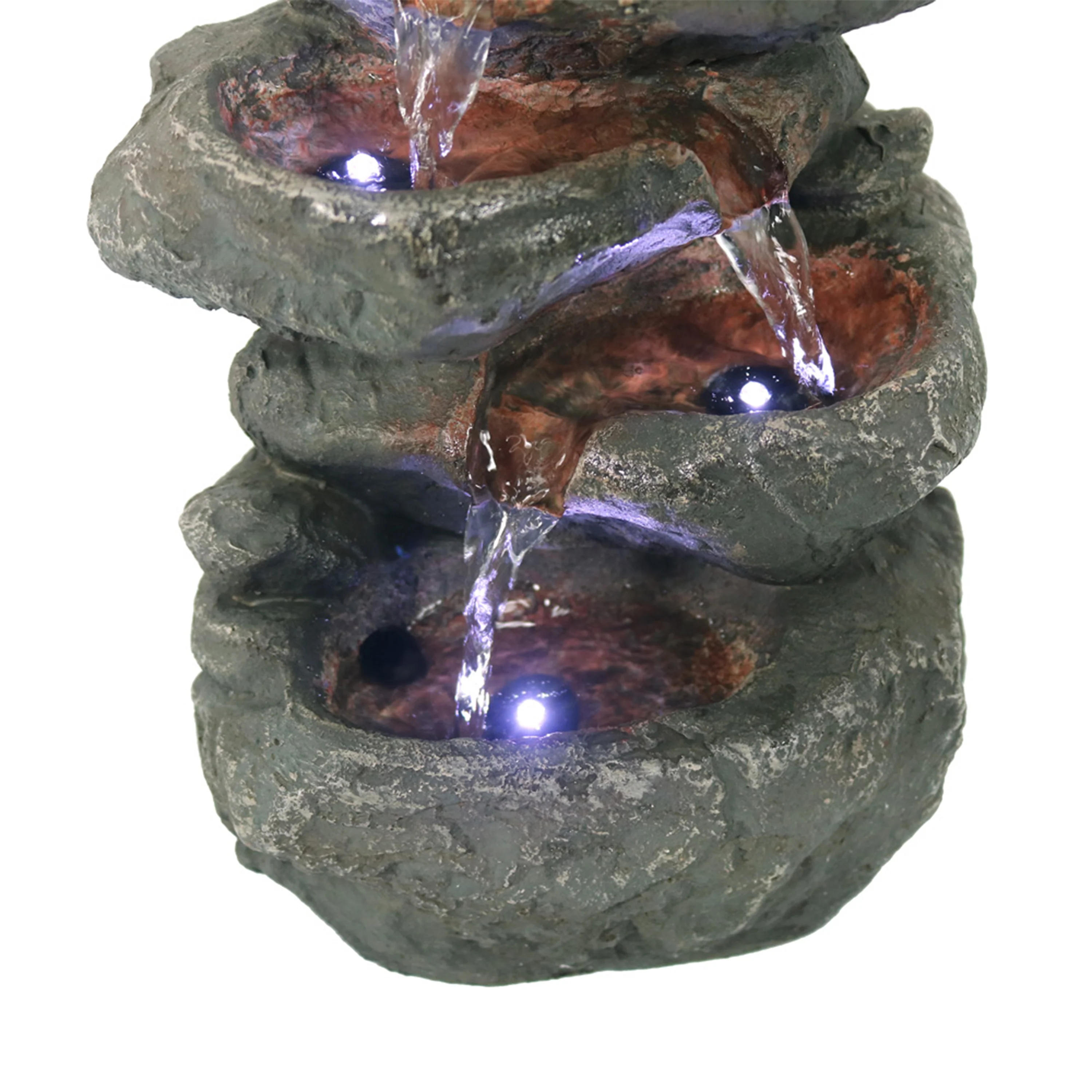 Sunnydaze Stacked Rock Waterfall Fountain with LED Lights - 10