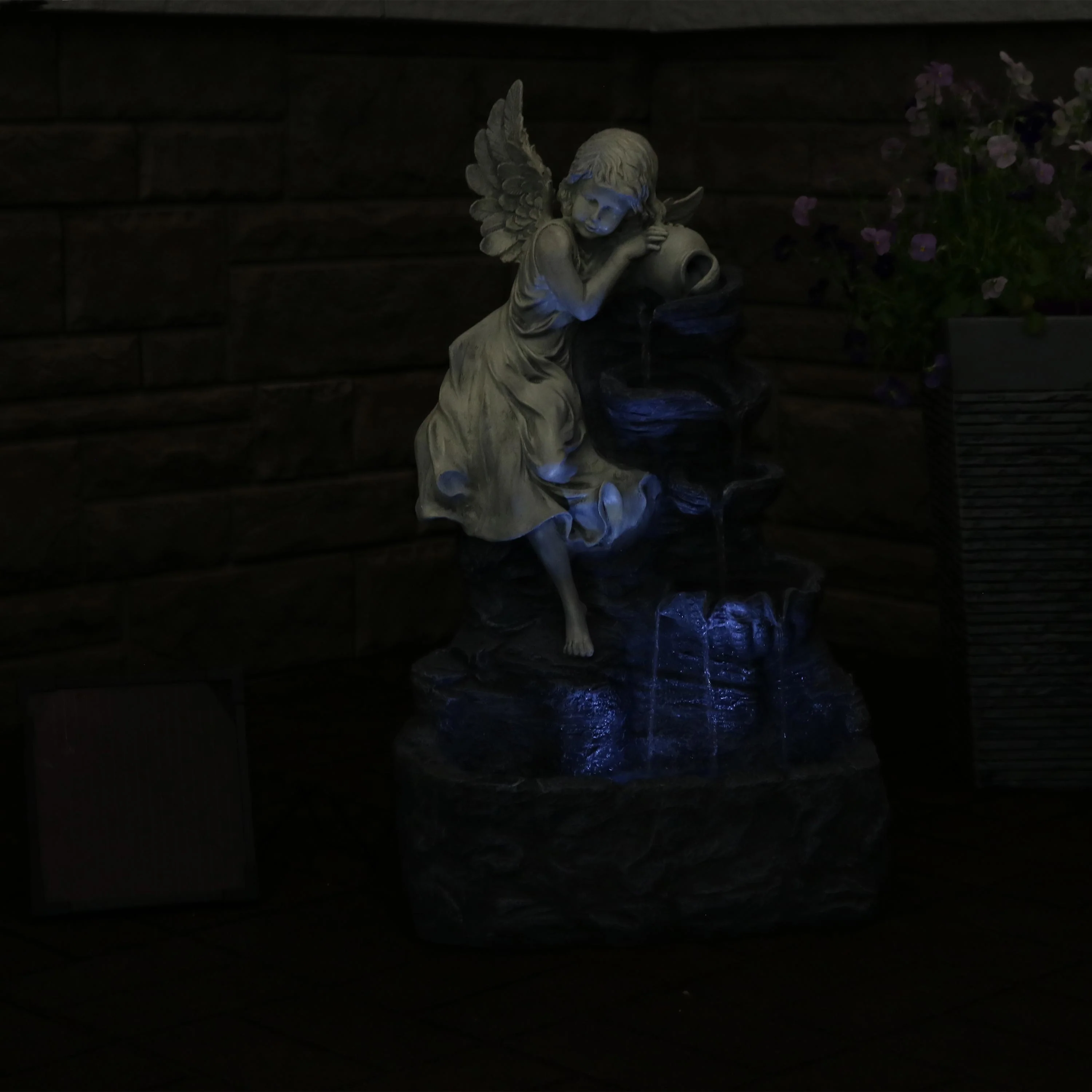 Sunnydaze Angel Falls Solar Fountain with Battery Backup - 29