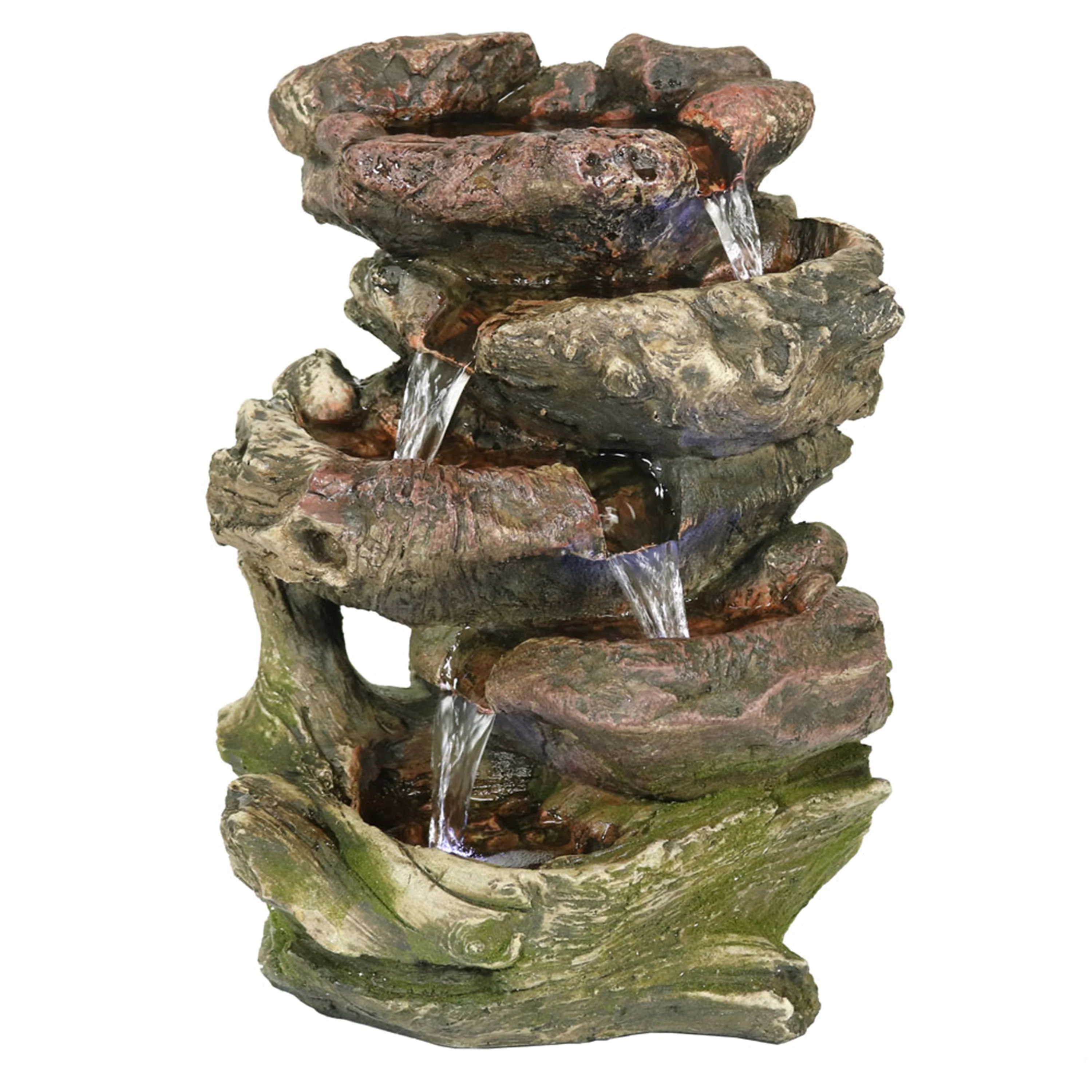 Sunnydaze 5-Step Rock Falls Tabletop Water Fountain with LED Lights - 14
