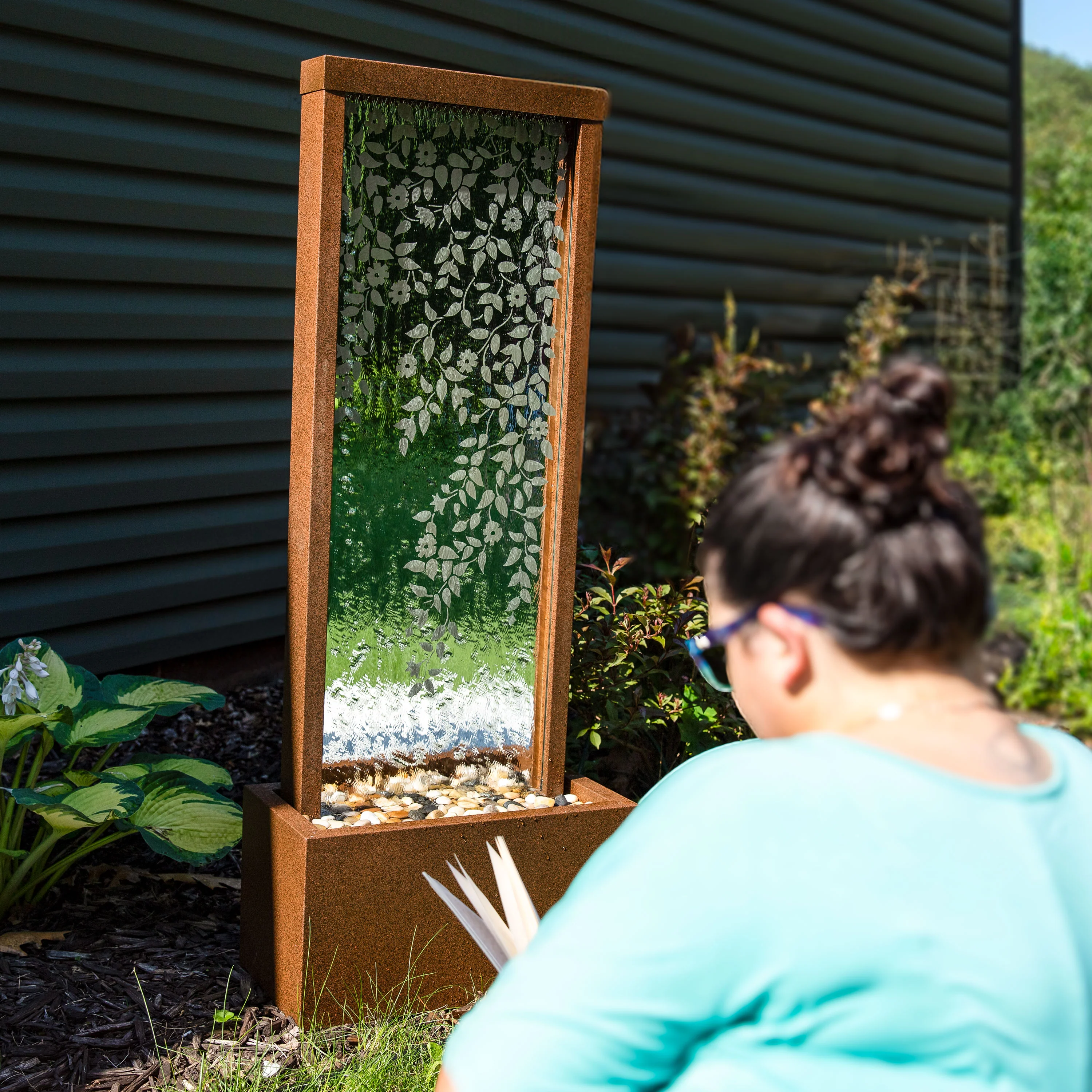 Sunnydaze Wisteria Vines Outdoor Water Fountain with Lights - 47.25