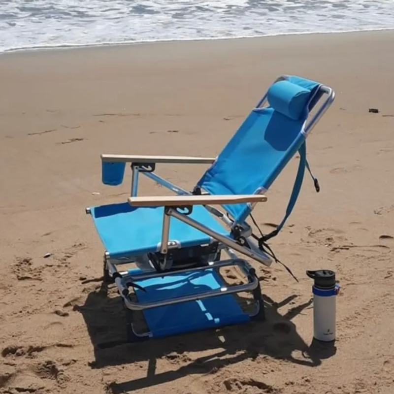 🔥LAST DAY 60% OFF🎁Aluminum folding beach chair with cup holder