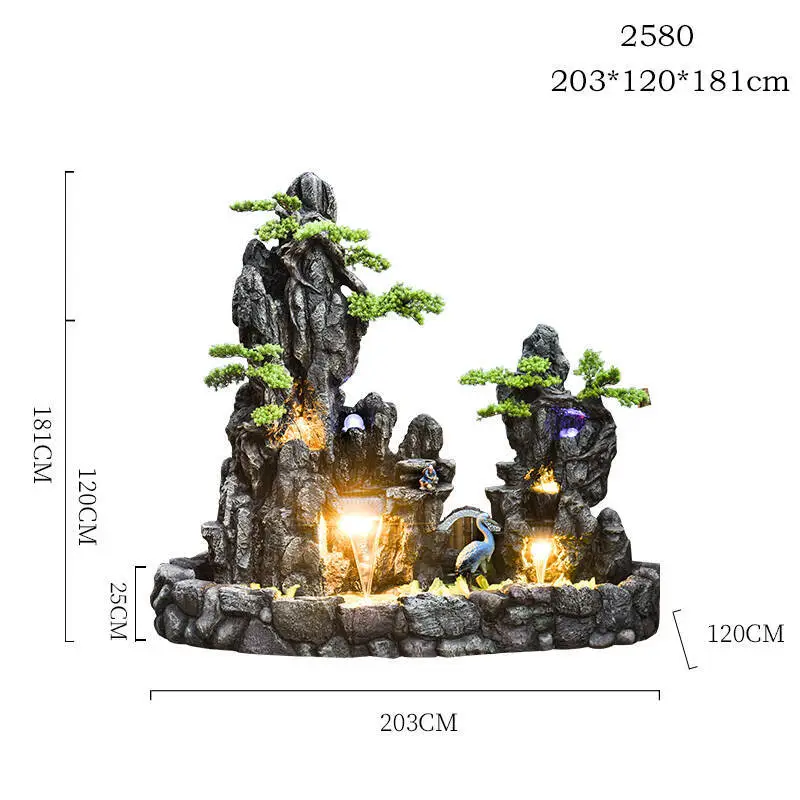 6-level outdoor waterfall fountain with 30 LED lights.