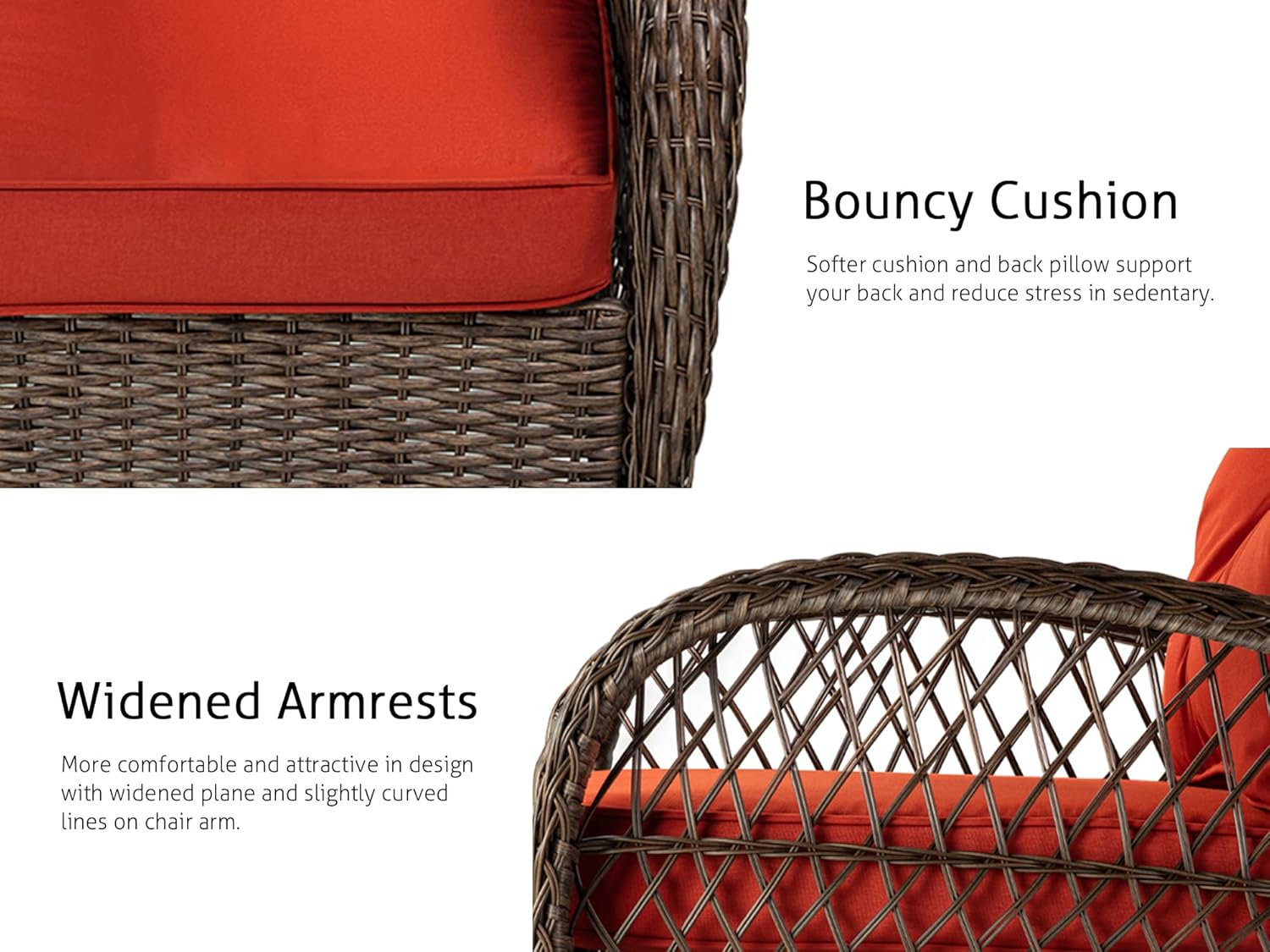 Wicker Rattan Swivel and Gliding Patio Wicker Chairs (Set of 3)