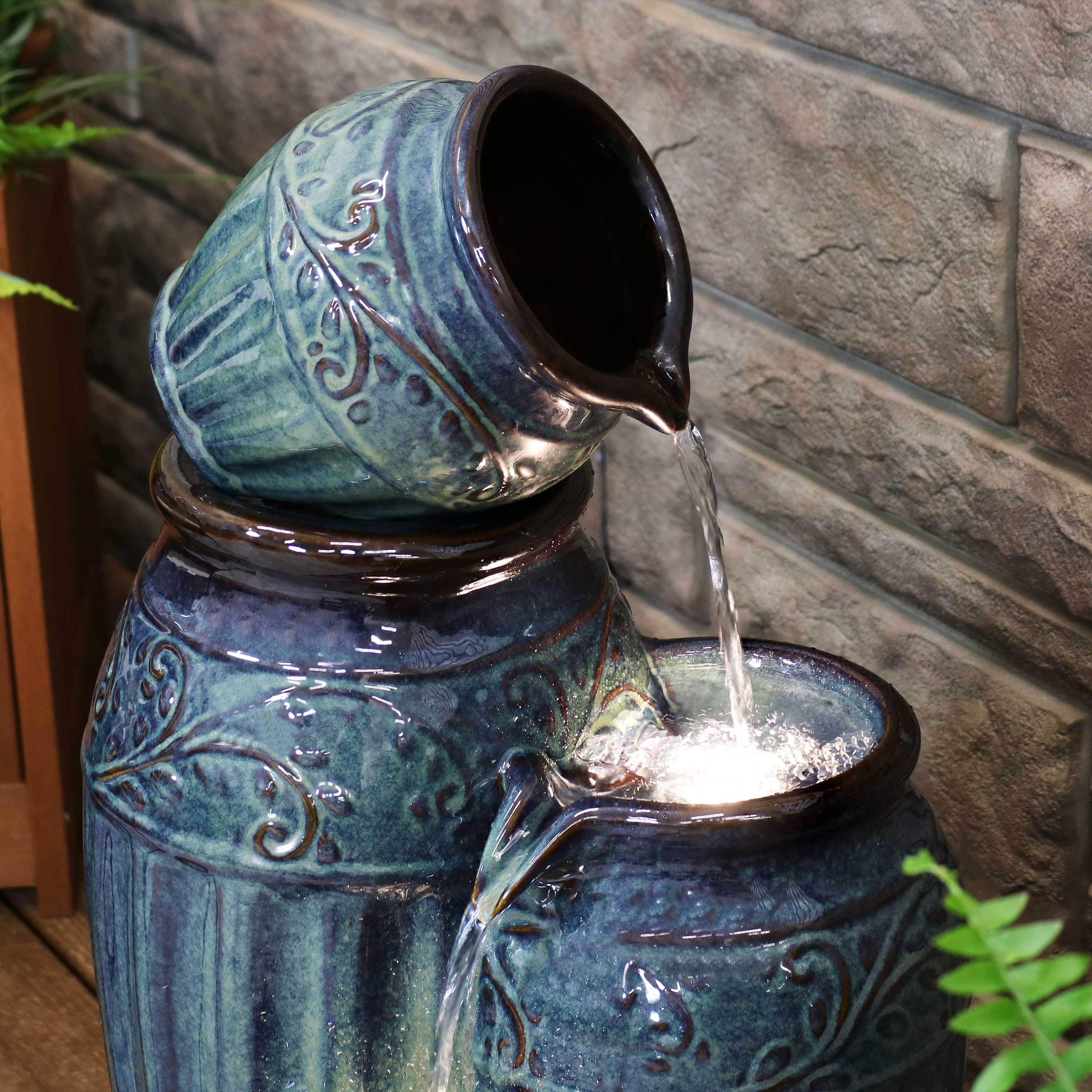 Sunnydaze Tour de Vase Ceramic Outdoor Water Fountain - 27