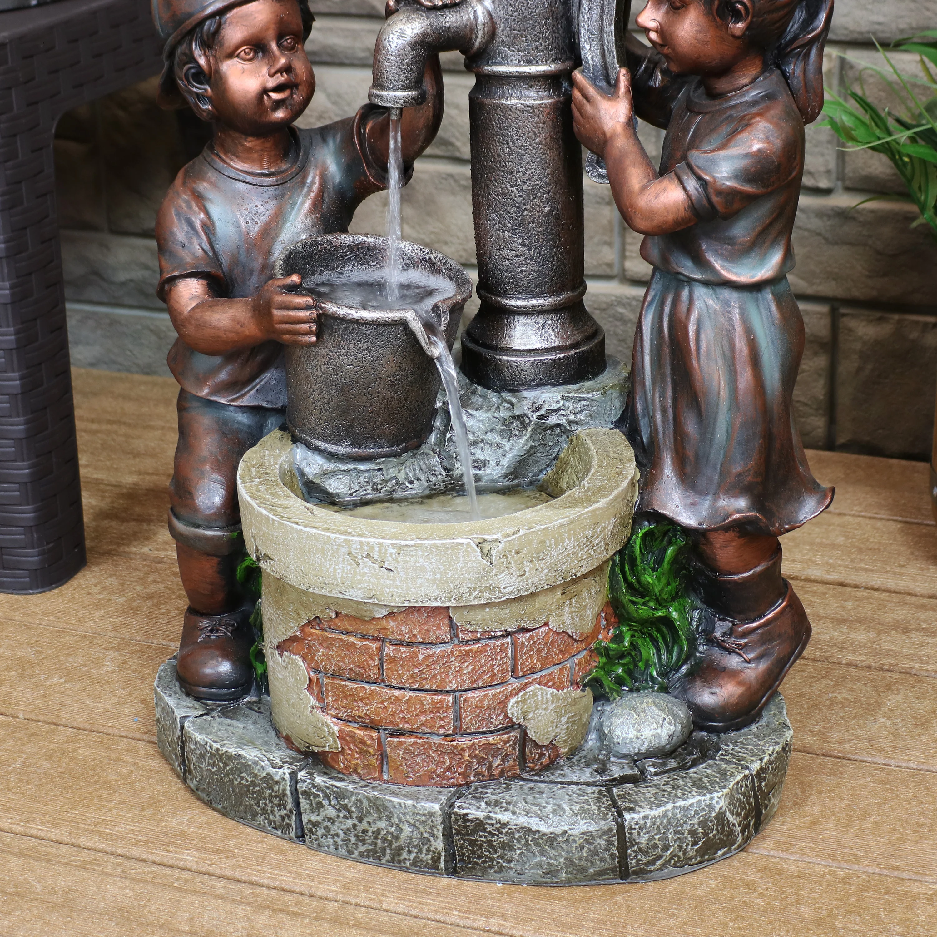 Sunnydaze Jack and Jill at Farmhouse Pump and Well Outdoor Fountain - 24
