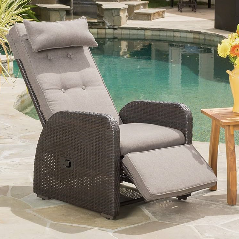 Outdoor Waterproof Recliner (with Flip Table and Cushion)