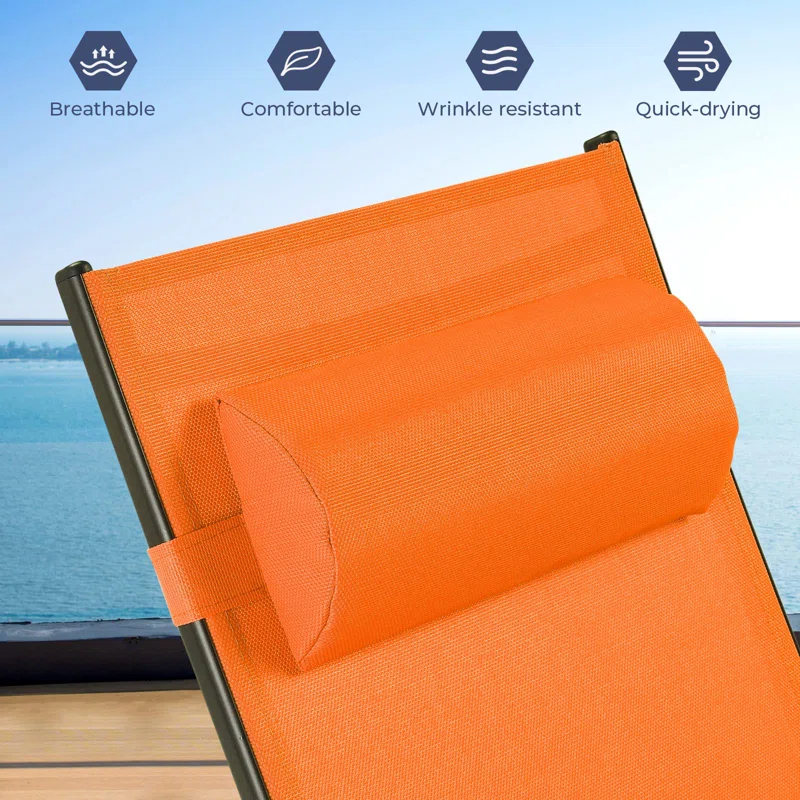 3 pcs Poolchairs Patio Chaise Lounge Set with Headrest, 5-Level Adjustable Sunbathing Tanning Poolside Recliner Chairs with Side Table for Outdoor Beach