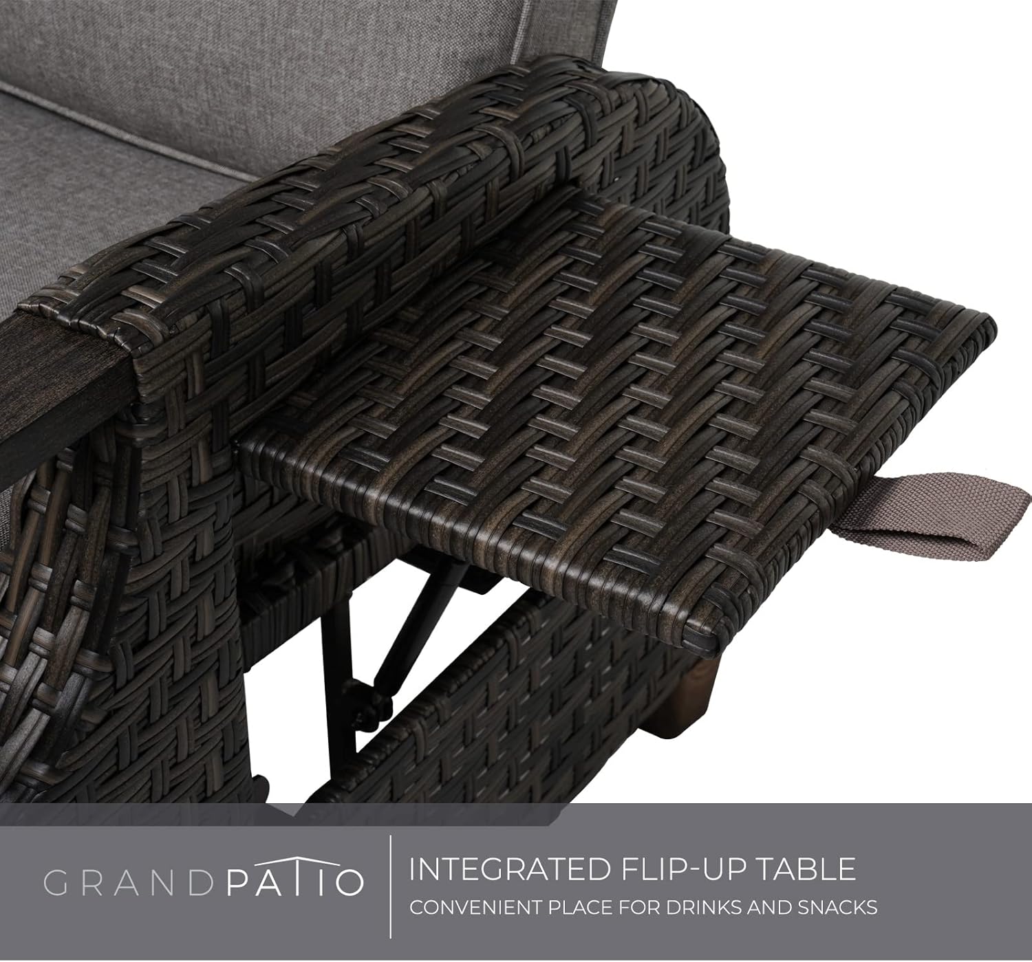 Outdoor Waterproof Recliner (with Flip Table and Cushion)