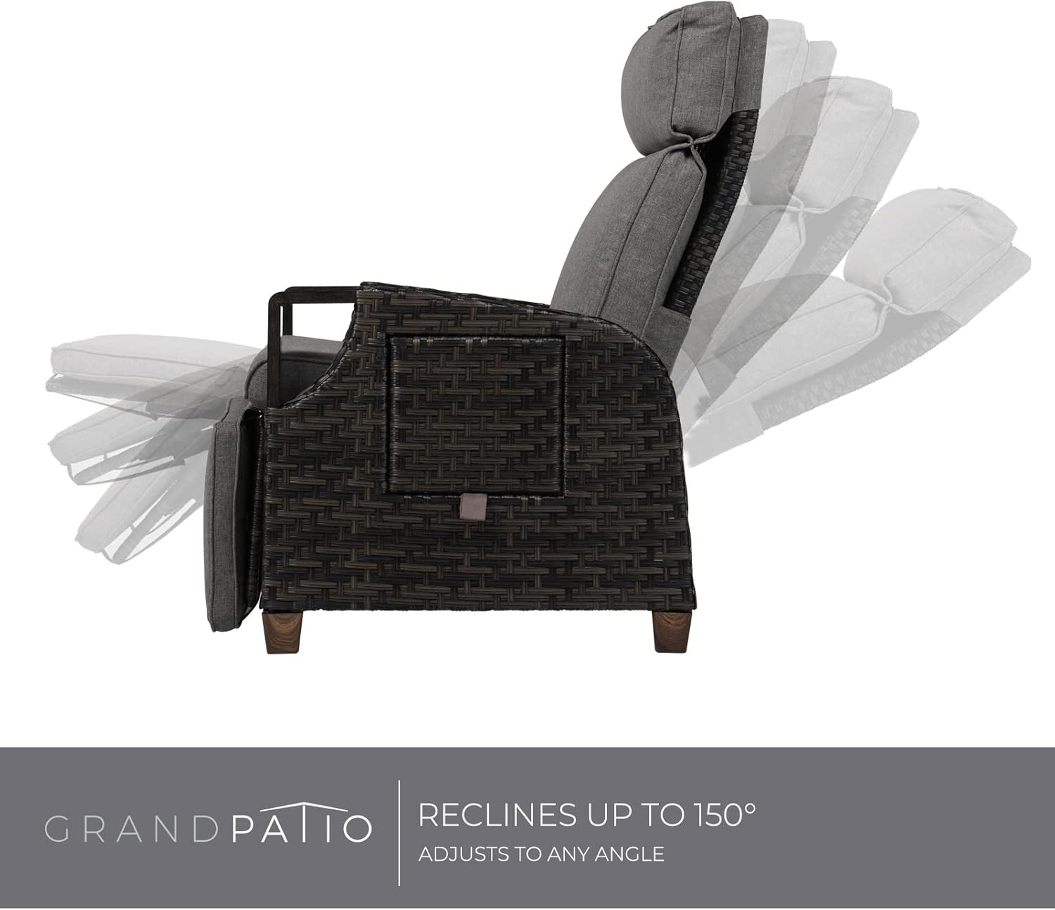 Outdoor Waterproof Recliner (with Flip Table and Cushion)