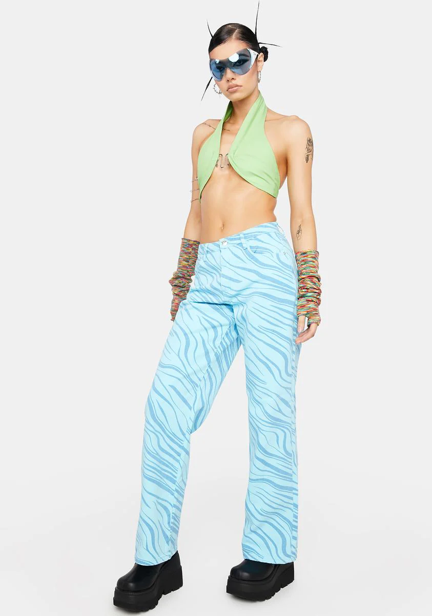 Swirl Print Mid Rise Baggy Boyfriend Jeans