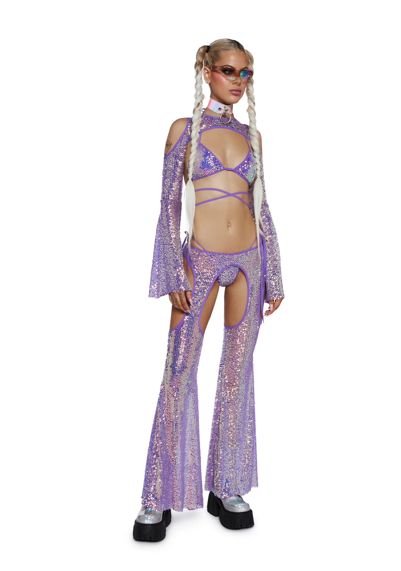 Royal Reef Diva Sequin Chaps Set - Purple