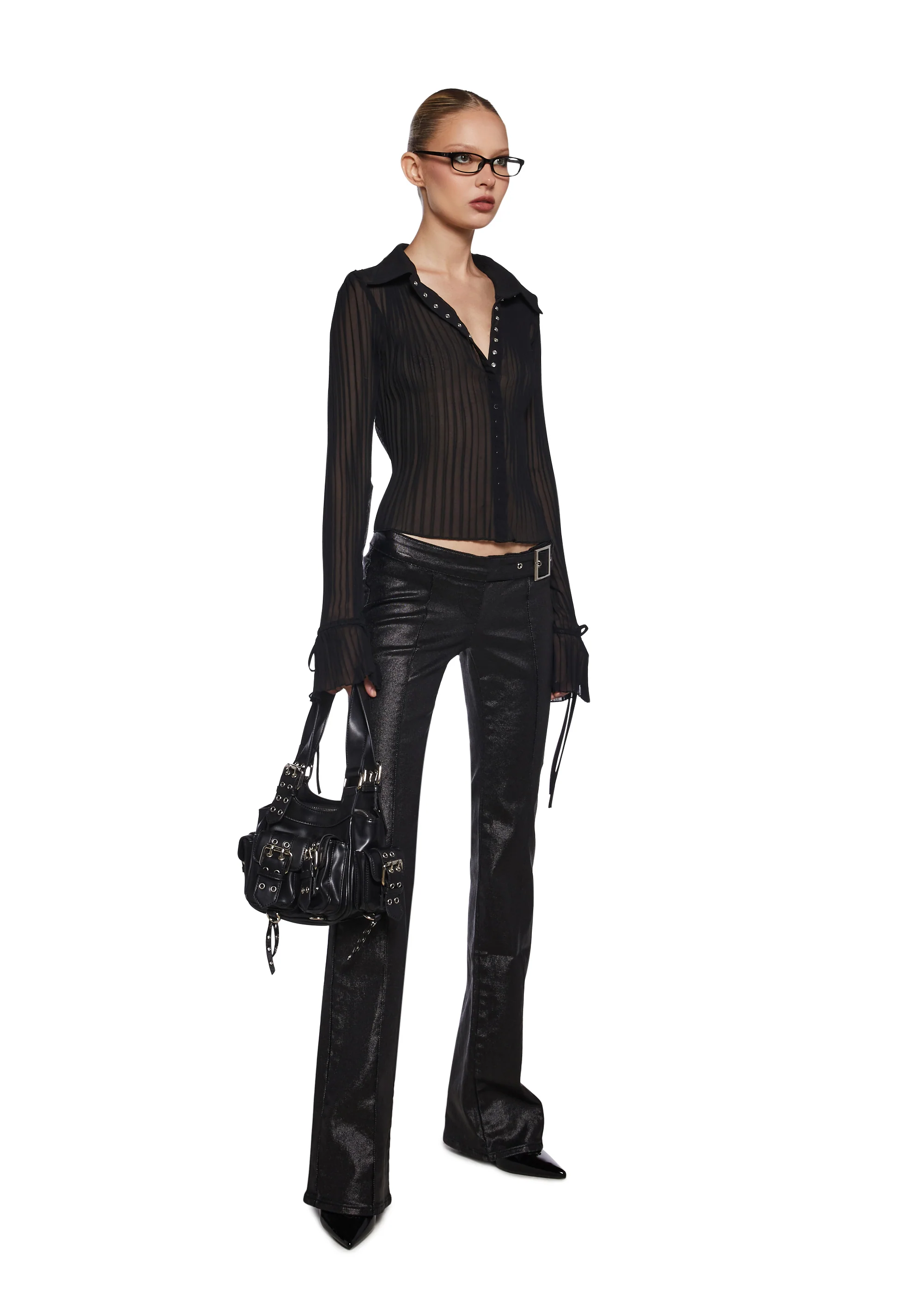 Gia Coated Denim Flare Jeans