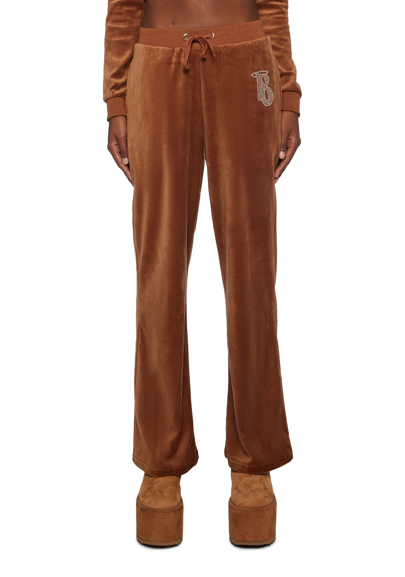 Mocha Keep It Glossy Track Pants