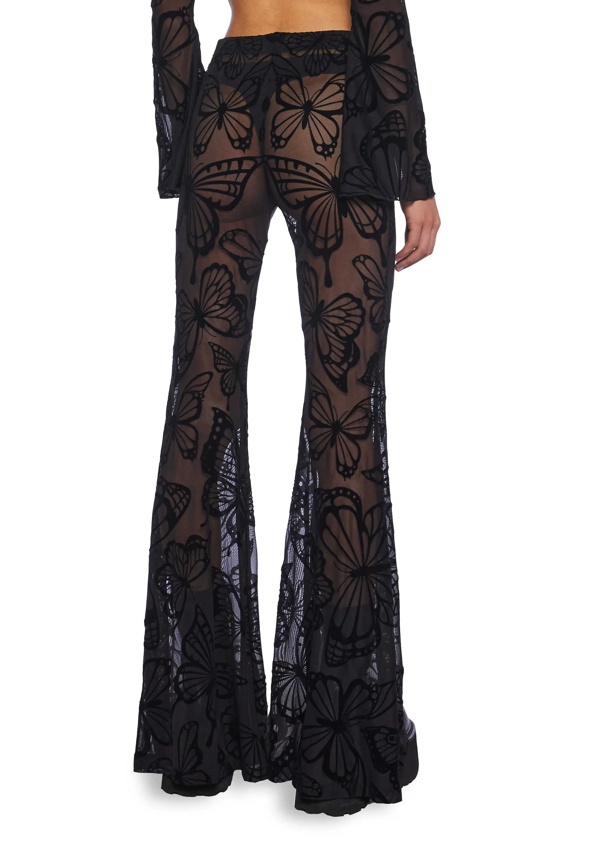 Butterfly Utopia Mesh Flare Pants