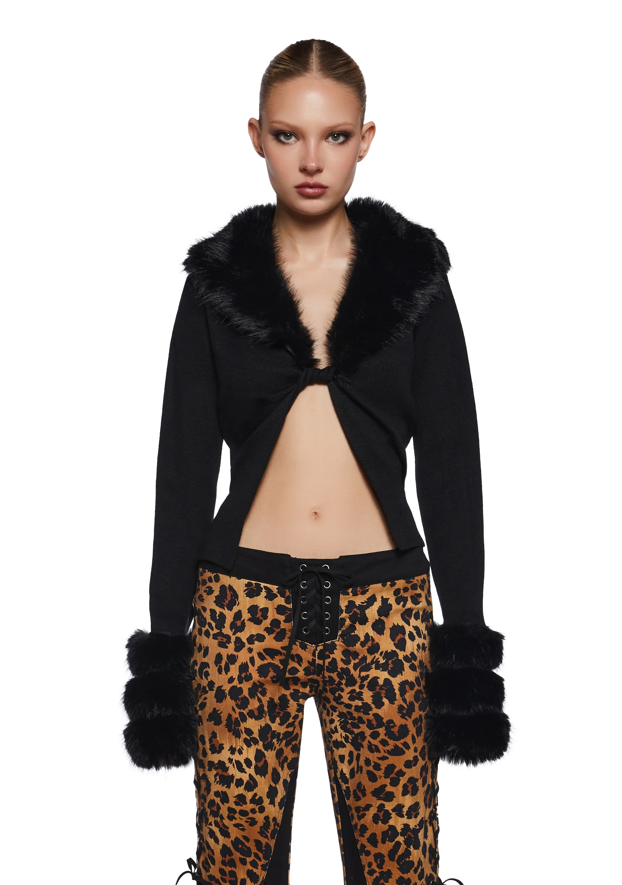 Touches Of Glam Faux Fur Cardigan
