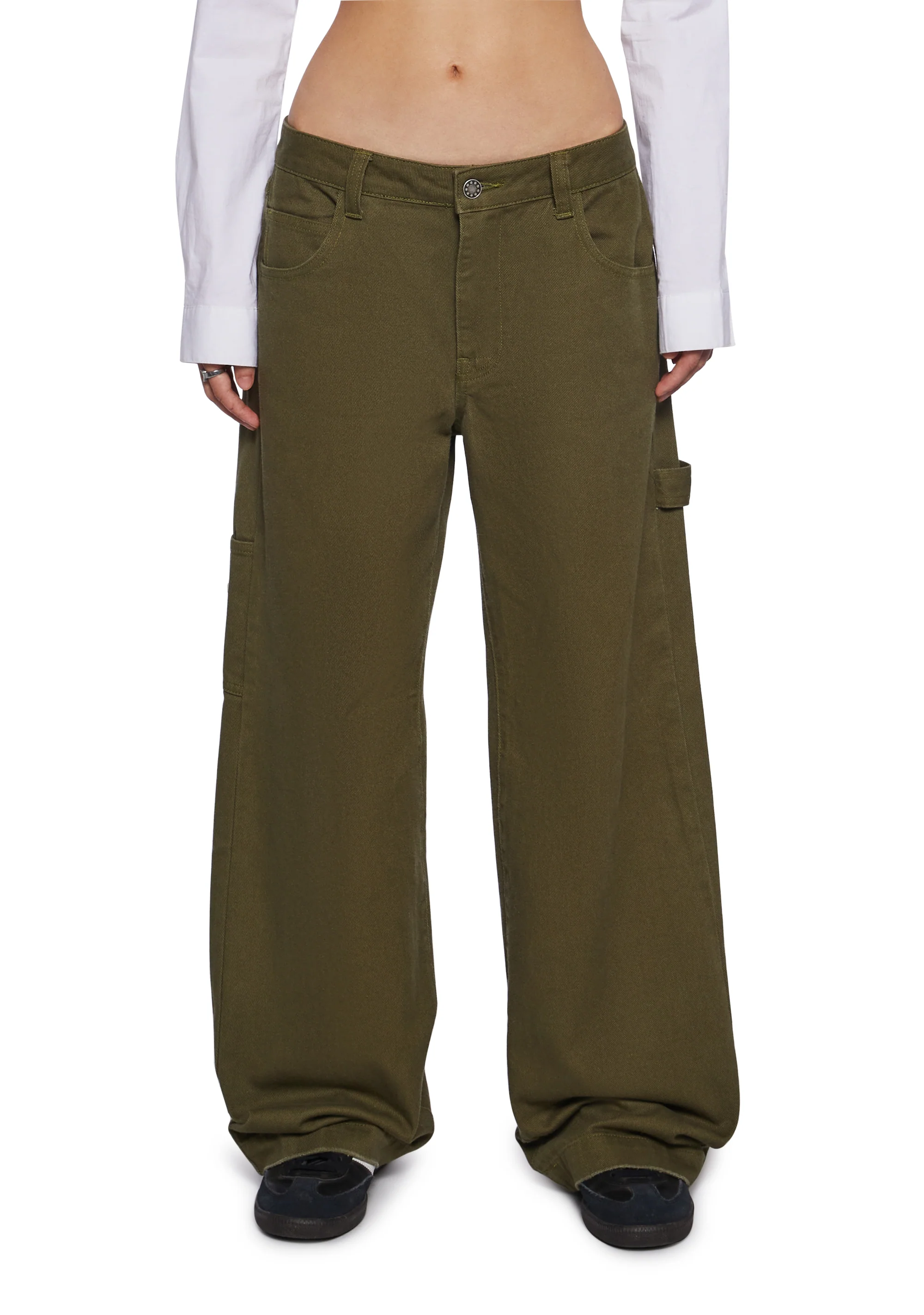 Olive So Misunderstood Twill Carpenter Pants